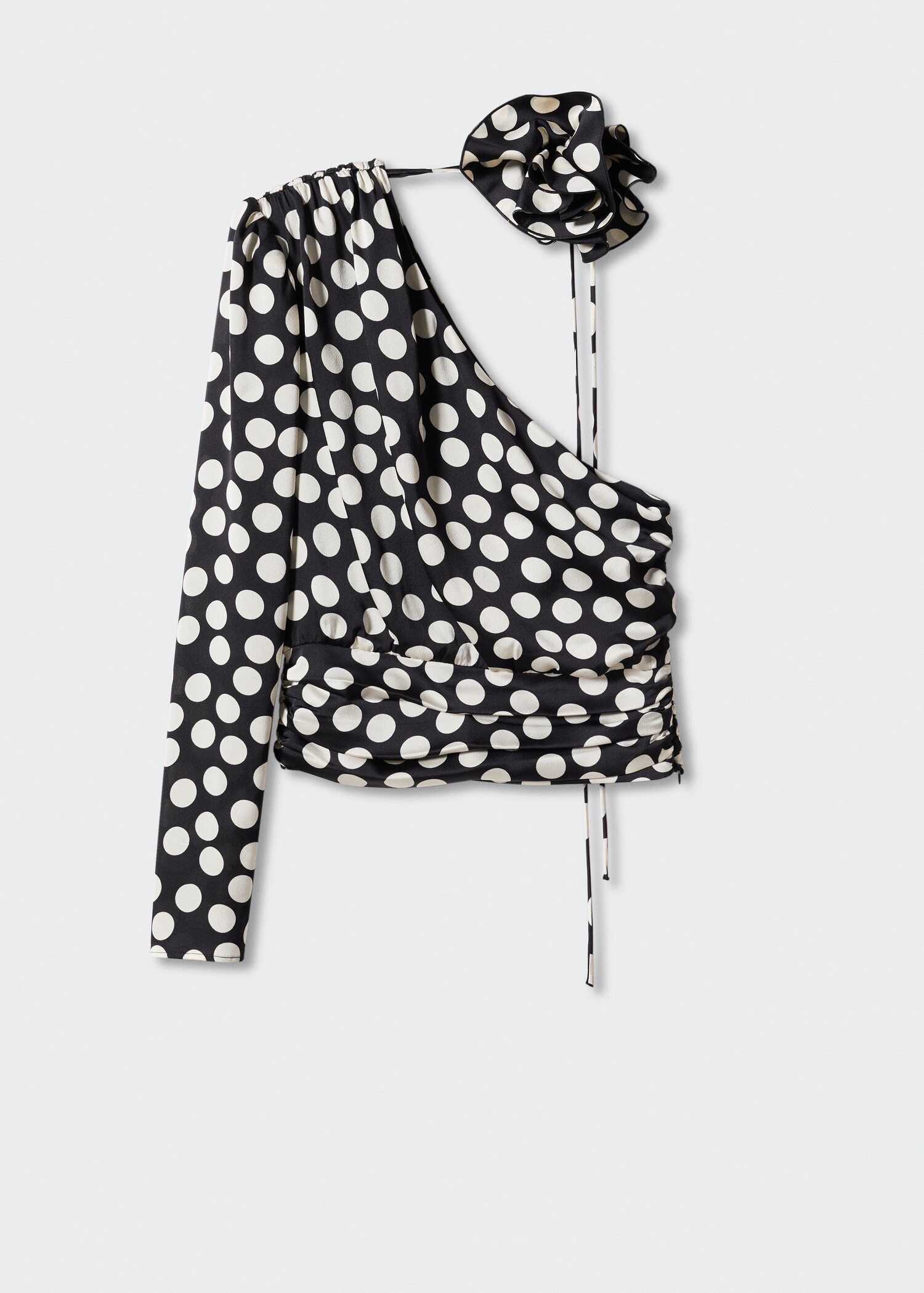 Polka Dots-Bluse mit Blumenapplikation - Artikel ohne Model