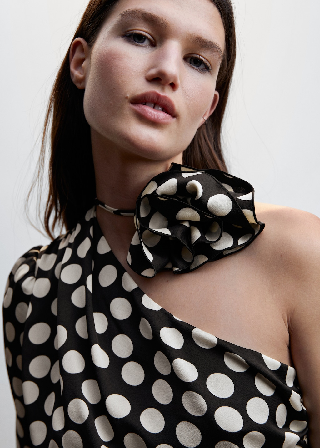 Polka dot blouse with floral applique Women MANGO OUTLET United Kingdom