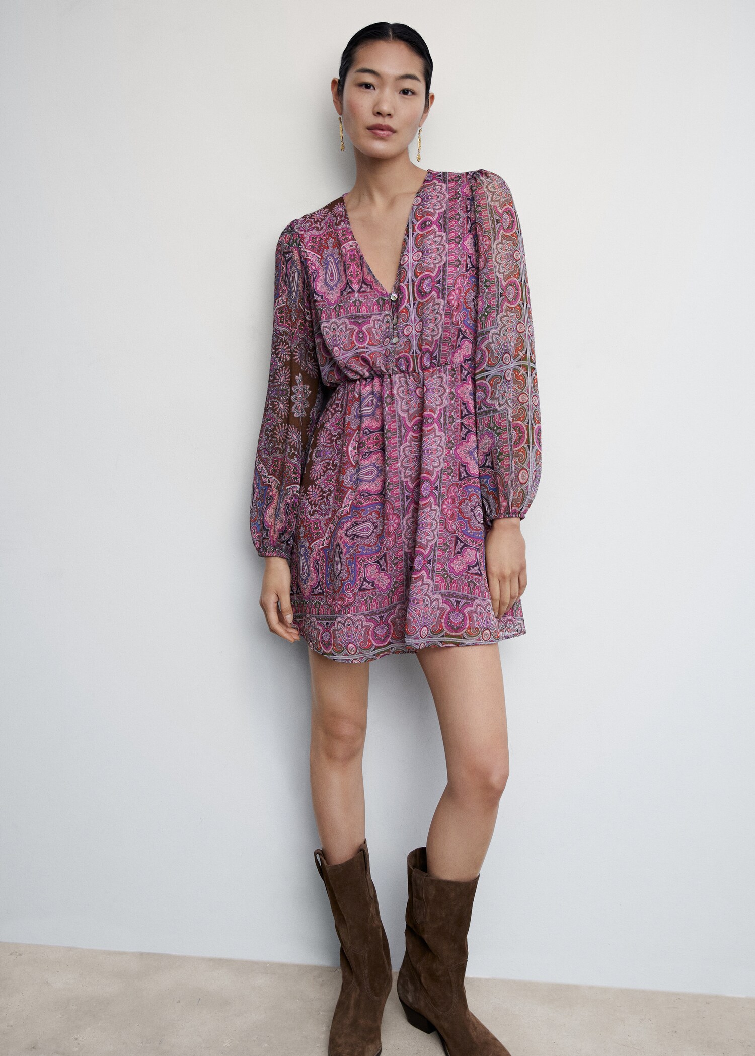 Vestido estampado paisley botones - Detalle del artículo 2