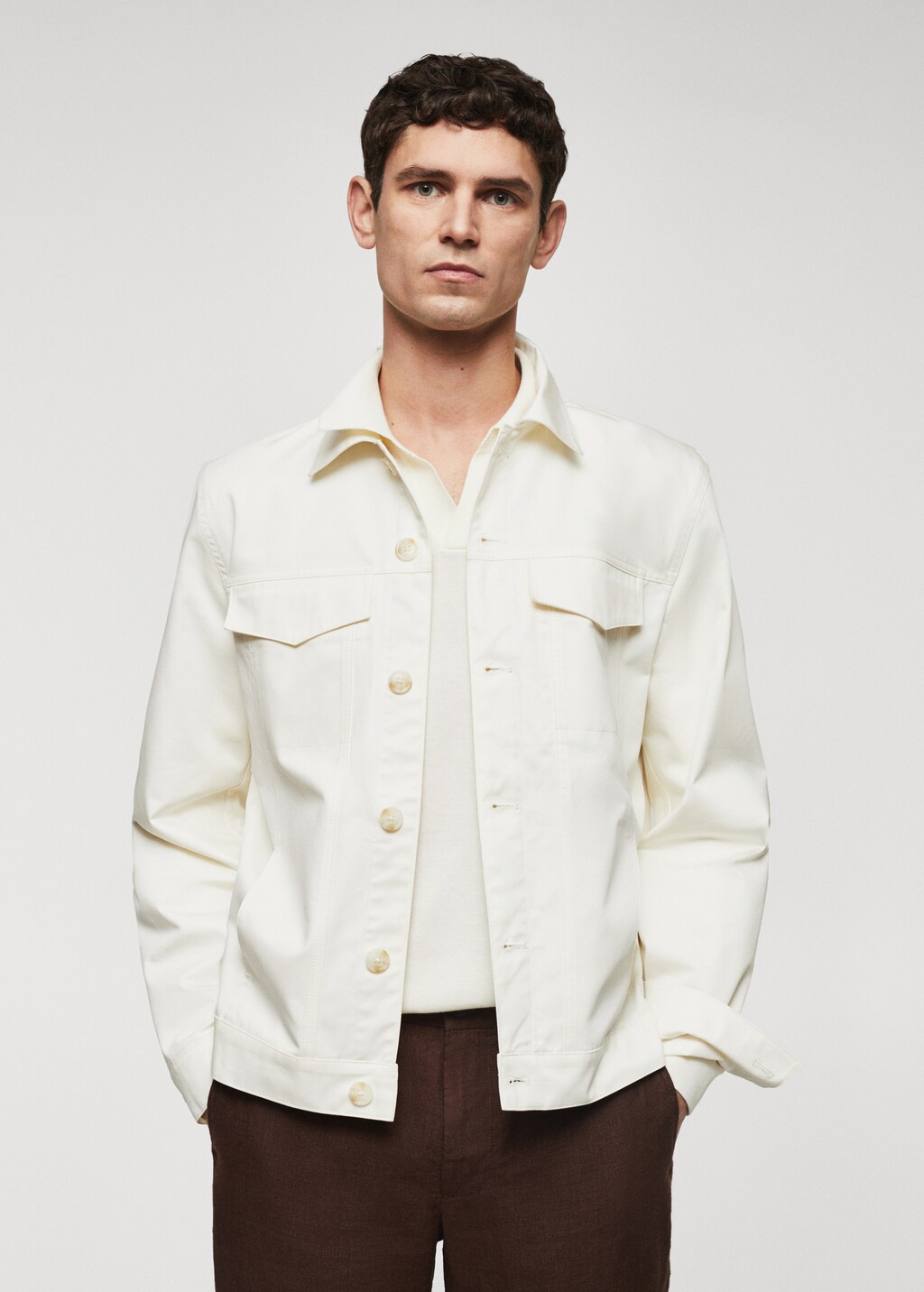 Chest-pocket cotton overshirt - Men | MANGO OUTLET USA
