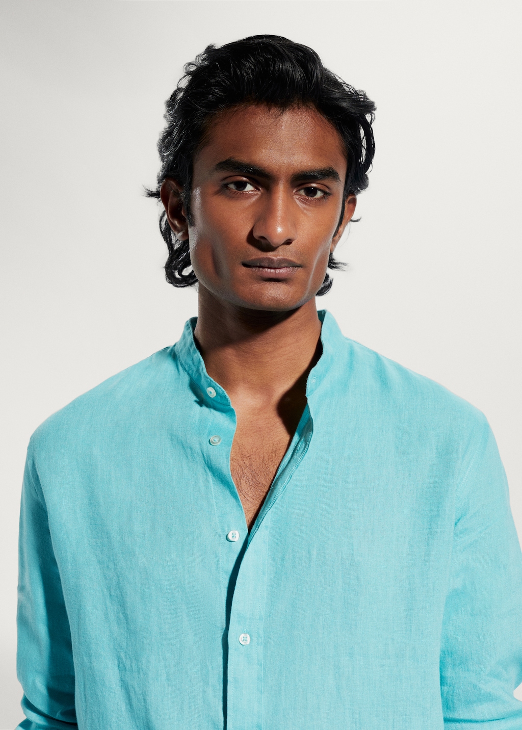 Camicia 100 lino collo alla coreana Uomo MANGO OUTLET Italia