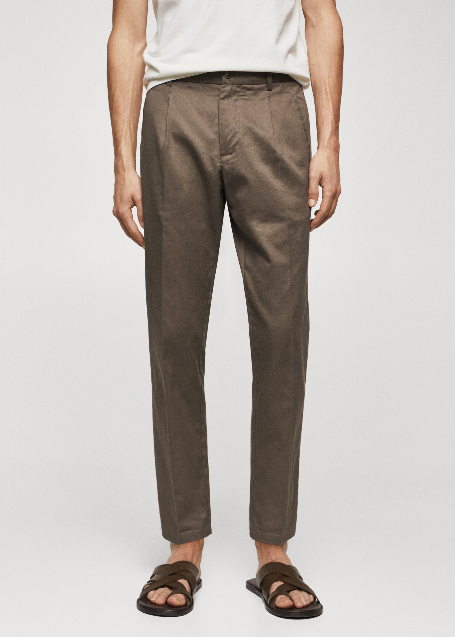 Cotton linen suit trousers with pleats - Medium plane