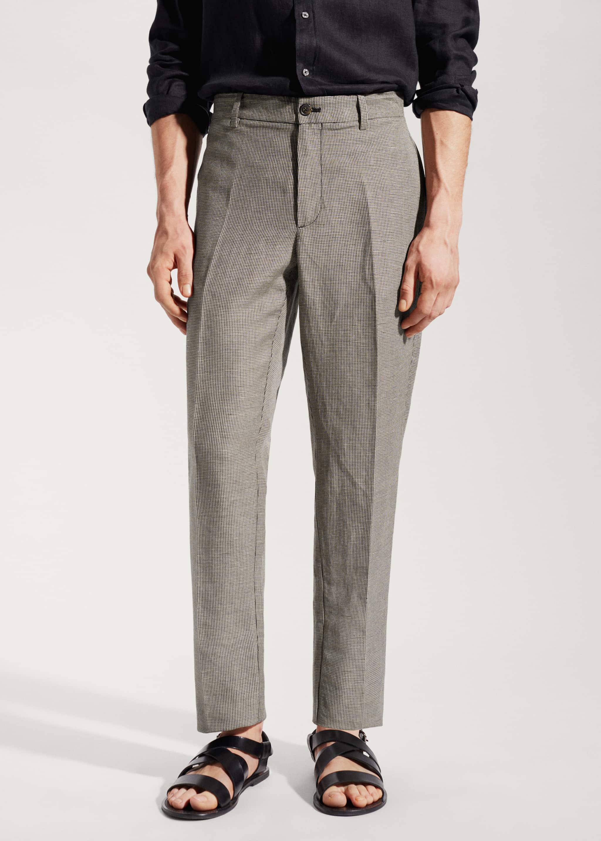 Slim fit linen trousers - Medium plane