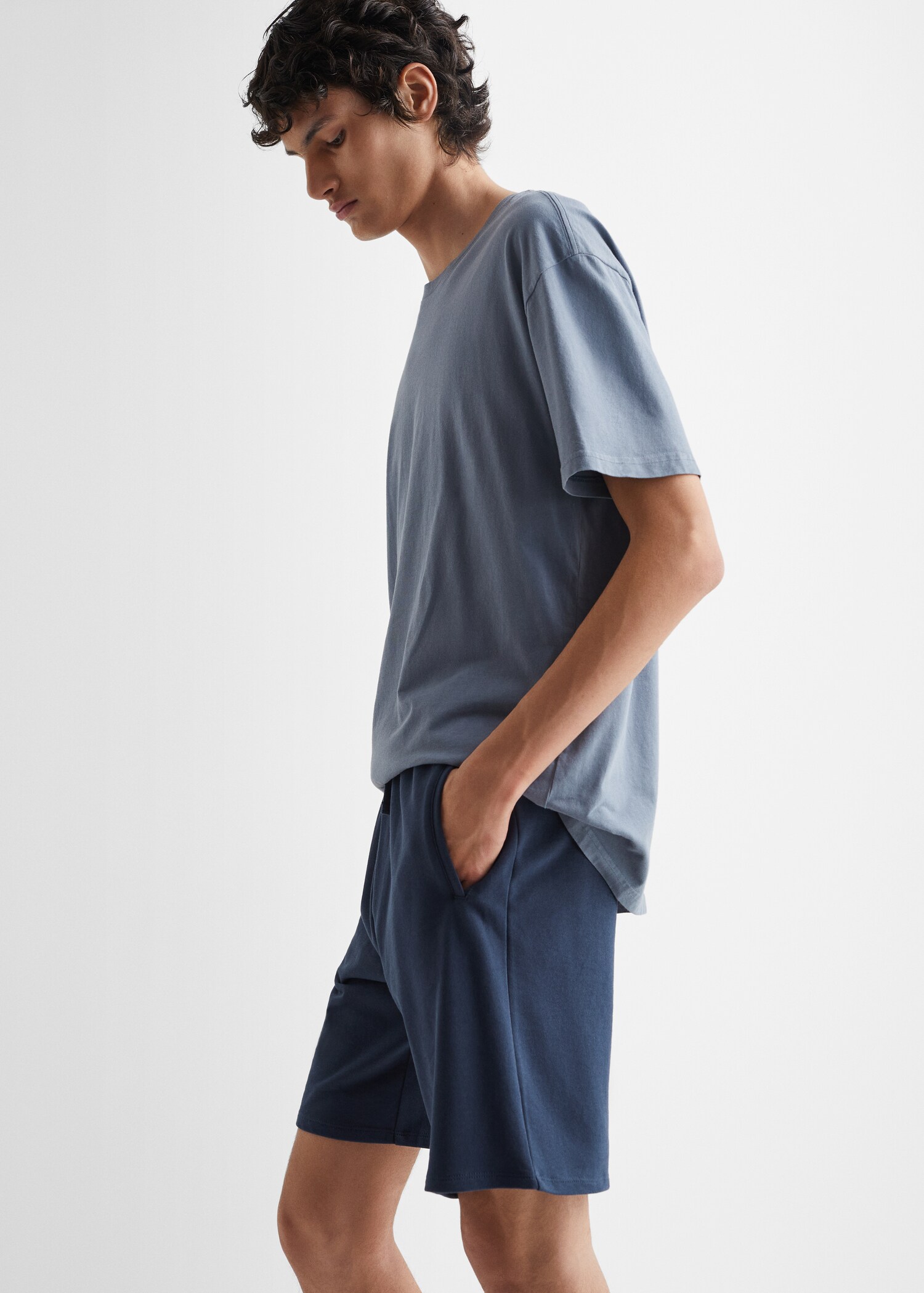 Jogger-Bermudashorts aus Baumwolle - Mittlere Ansicht