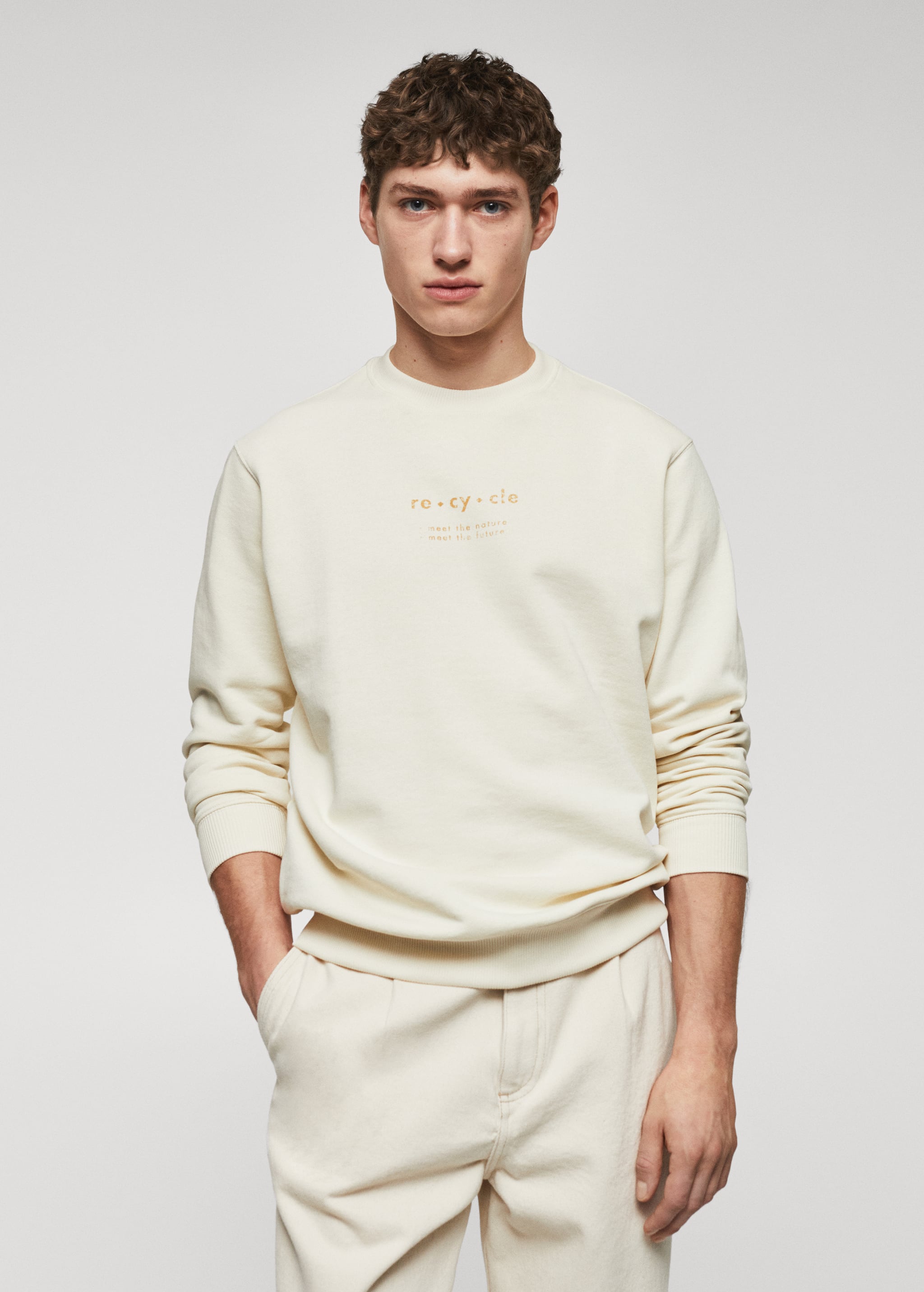 Sweatshirt aus 100 % Baumwolle mit Schriftzug - Mittlere Ansicht