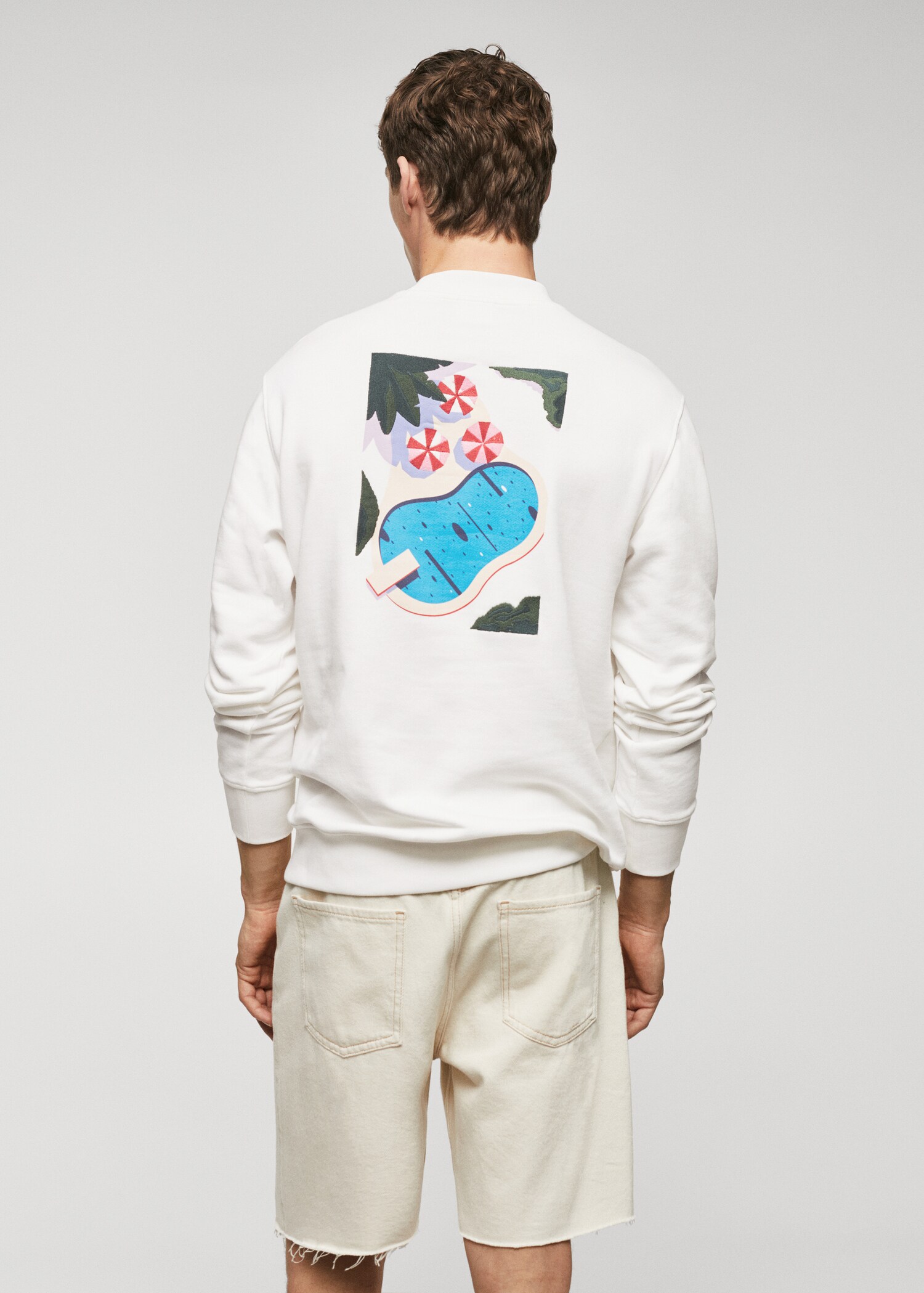 Gemustertes Baumwoll-Sweatshirt - Rückseite des Artikels