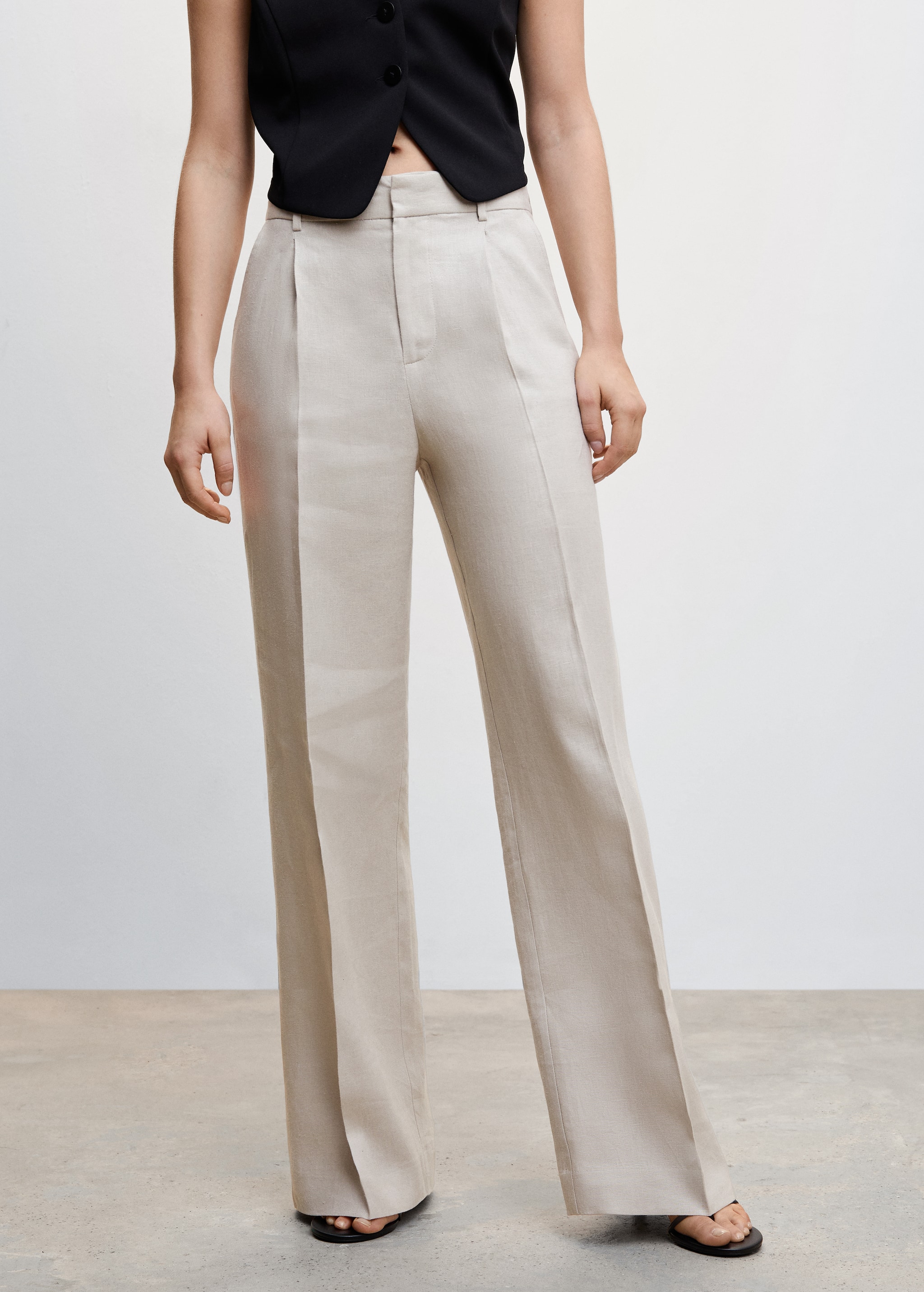 Straight linen-blend pants - Medium plane