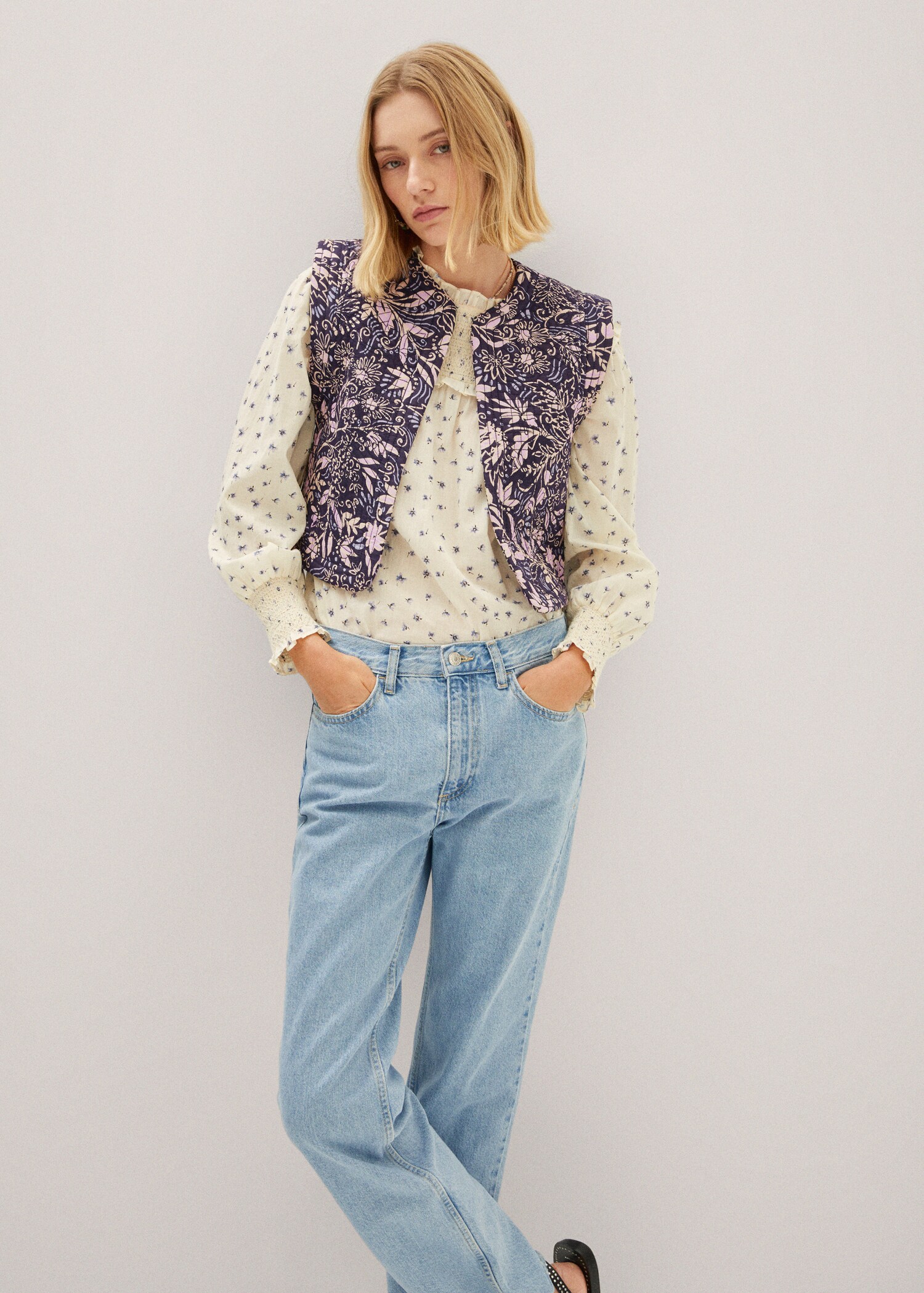 Floral quilted gilet - Medium plane