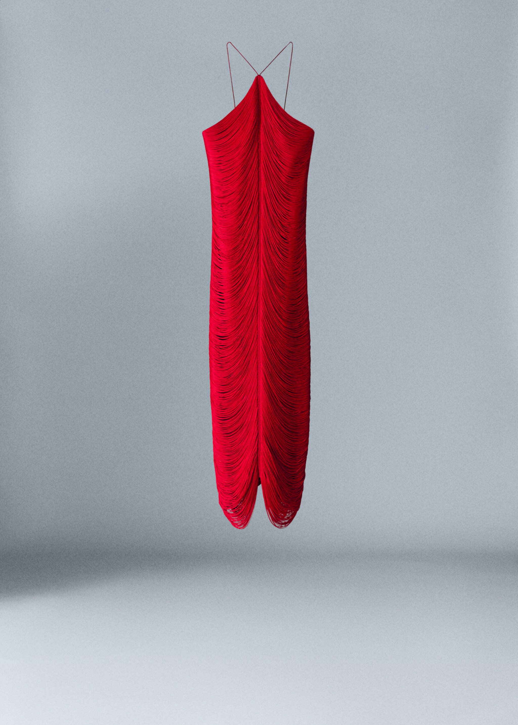 Midi-Kleid mit Fransendesign - Artikel ohne Model, Rot. Ref: 47026715-00.