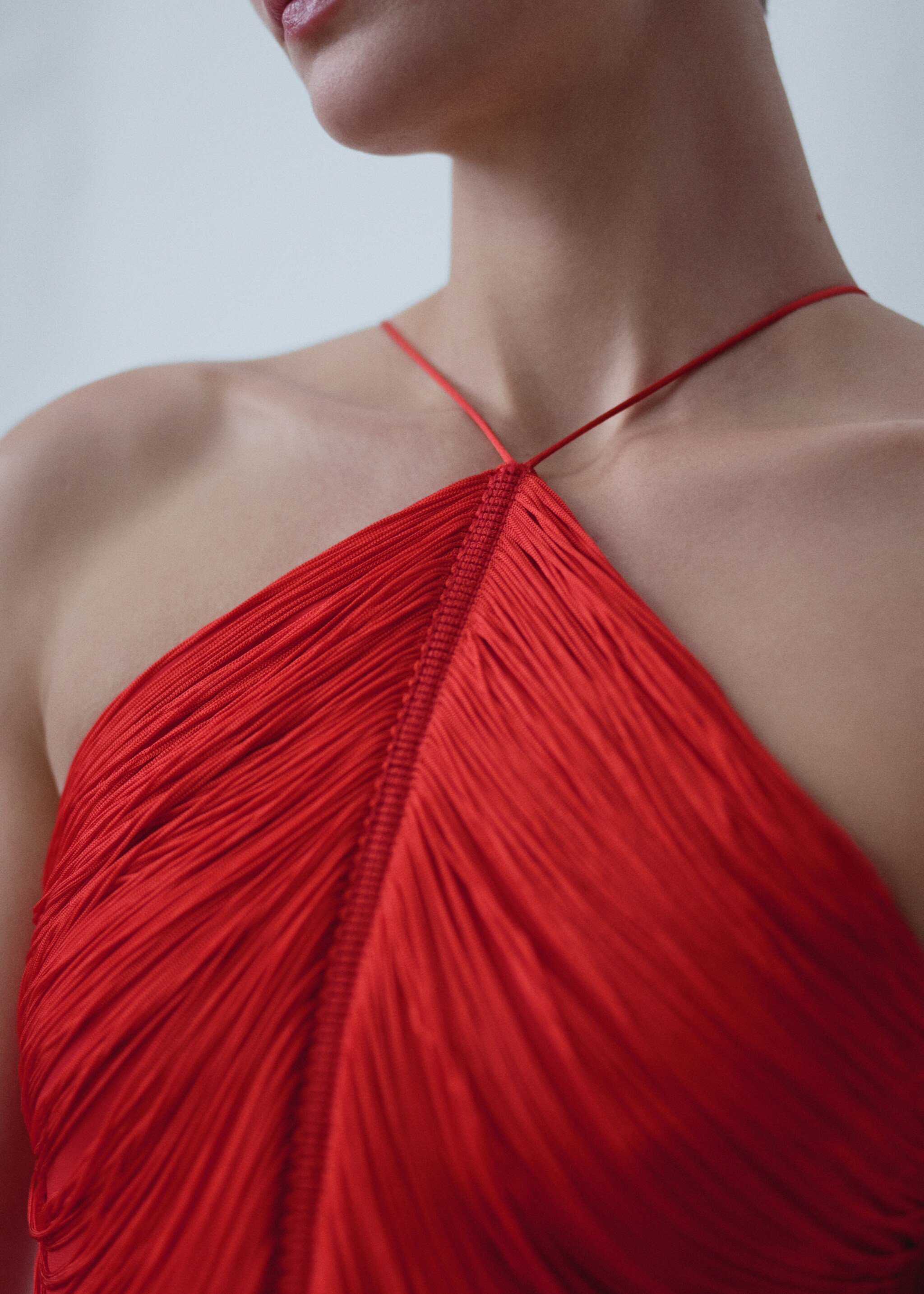 Midi-Kleid mit Fransendesign - Detail des Artikels 6, Rot. Ref: 47026715-00.