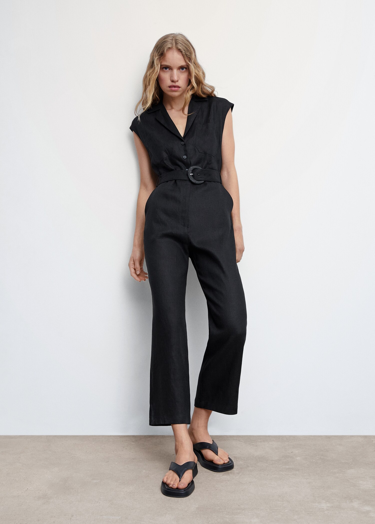 Belt linen jumpsuit - Details of the article 2