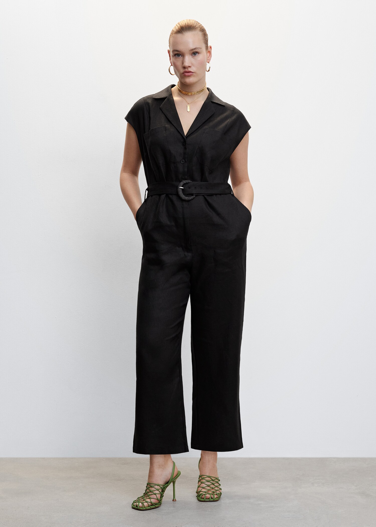 Belt linen jumpsuit - Details of the article 3