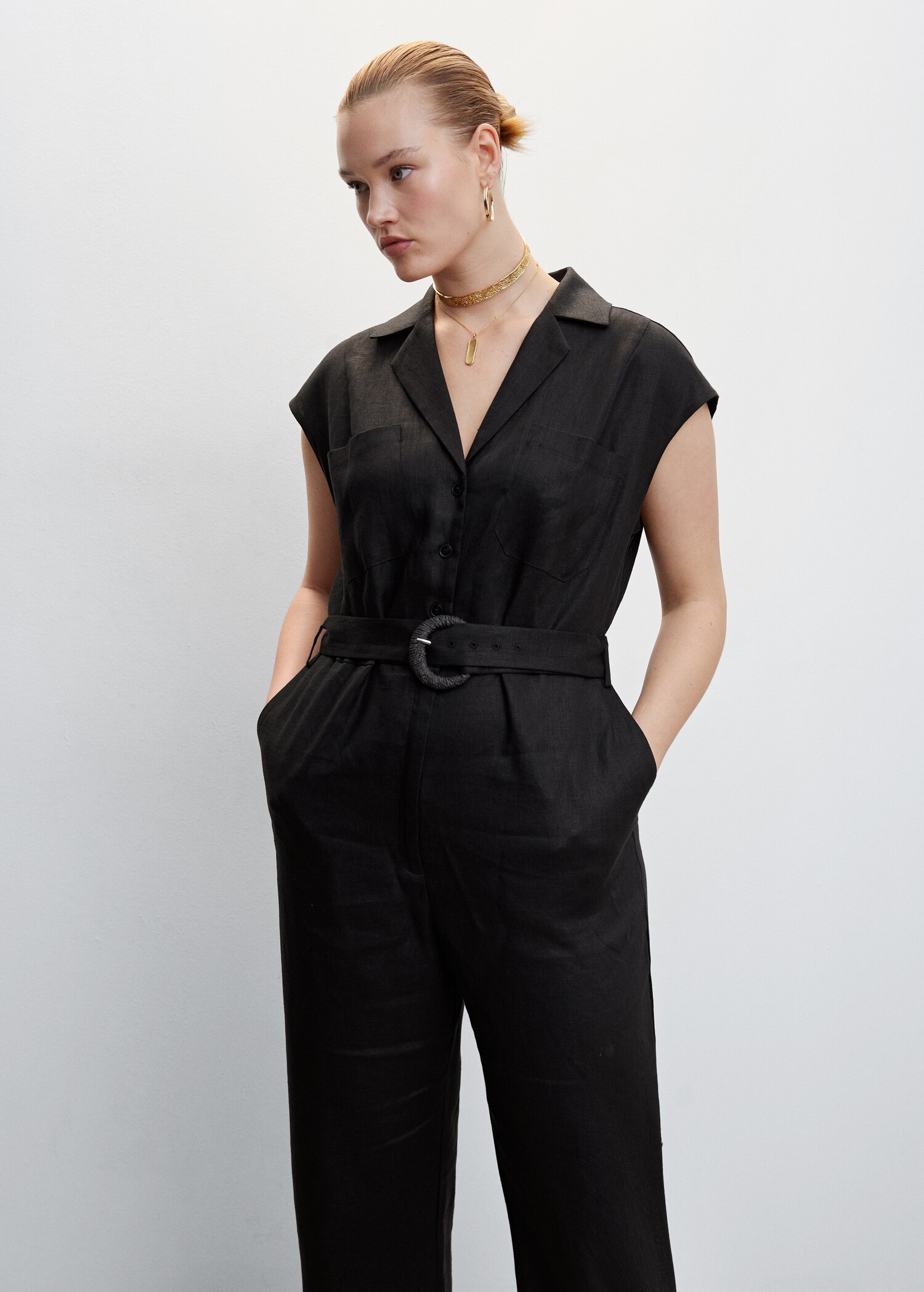 Belt linen jumpsuit - Details of the article 5