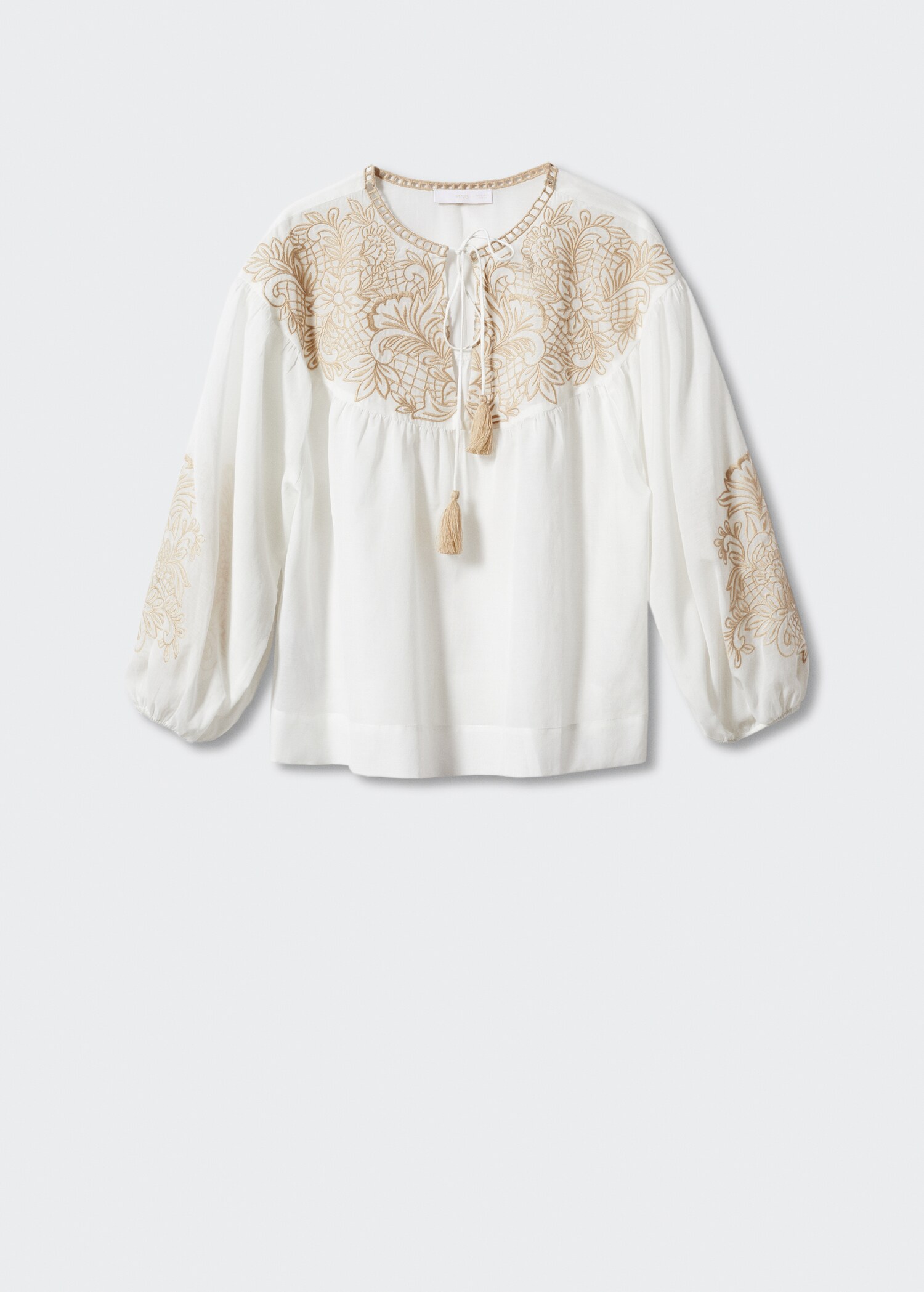 Bestickte Bluse mit Kordel - Artikel ohne Model