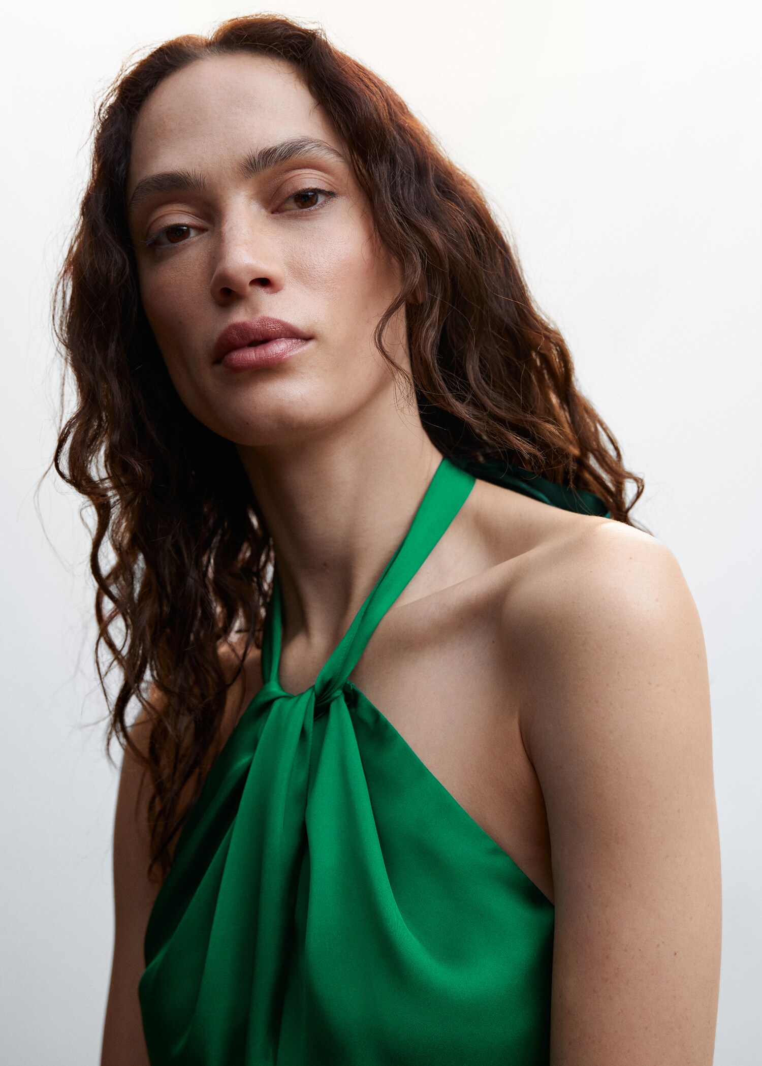 Halter-neck satin jumpsuit - Details of the article 1
