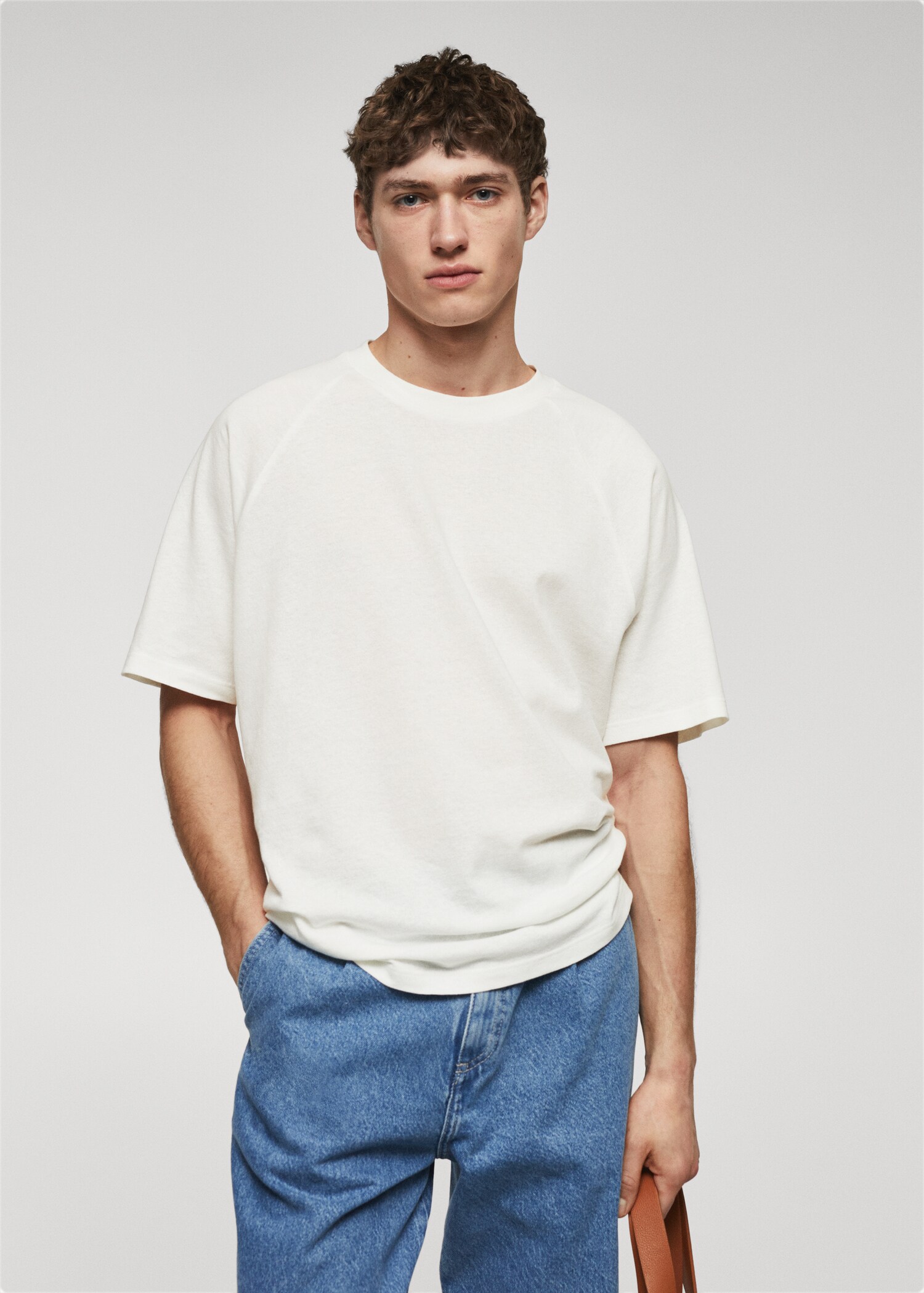 Textured cotton T-shirt - Medium plane
