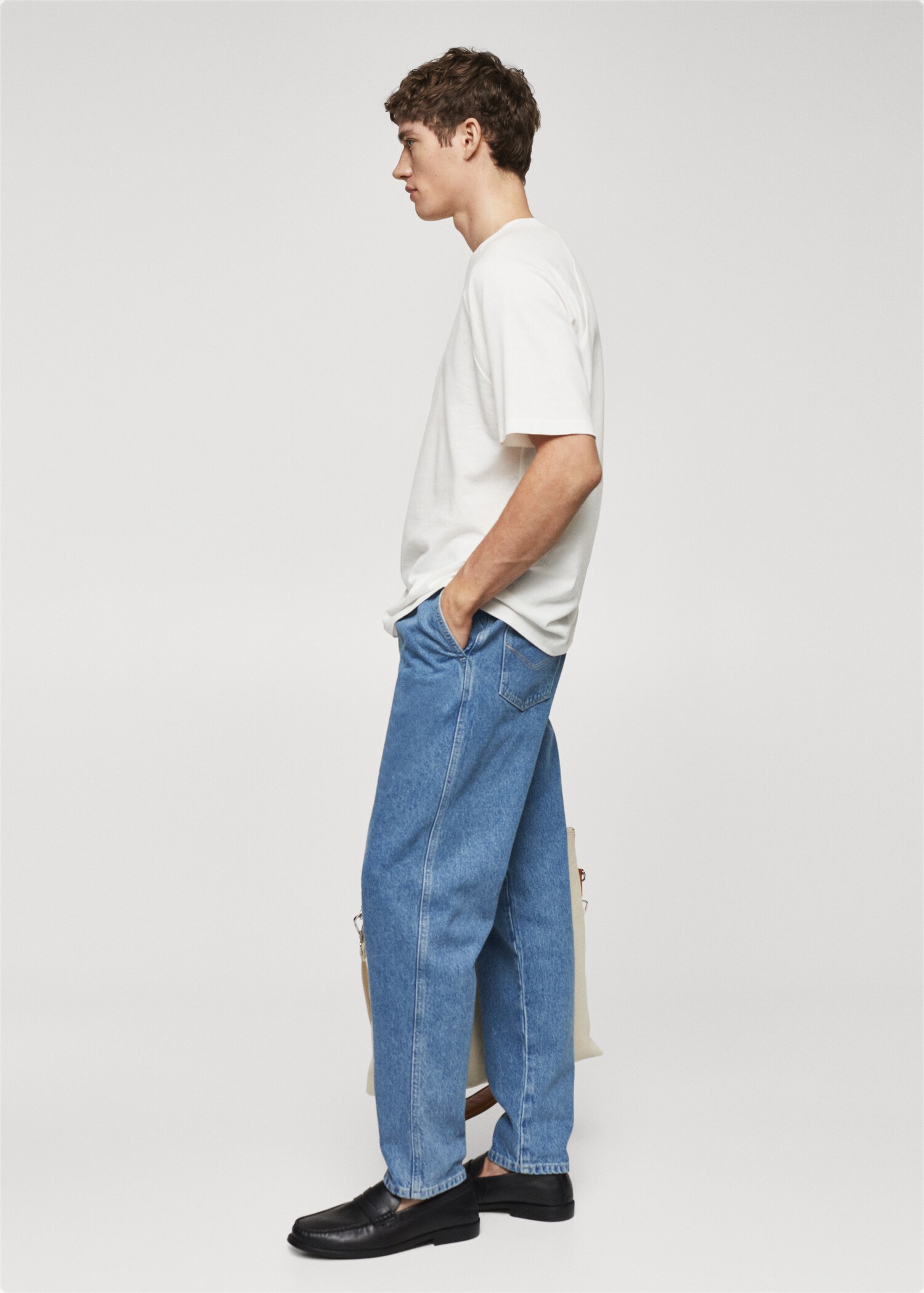 Textured cotton T-shirt - Details of the article 2