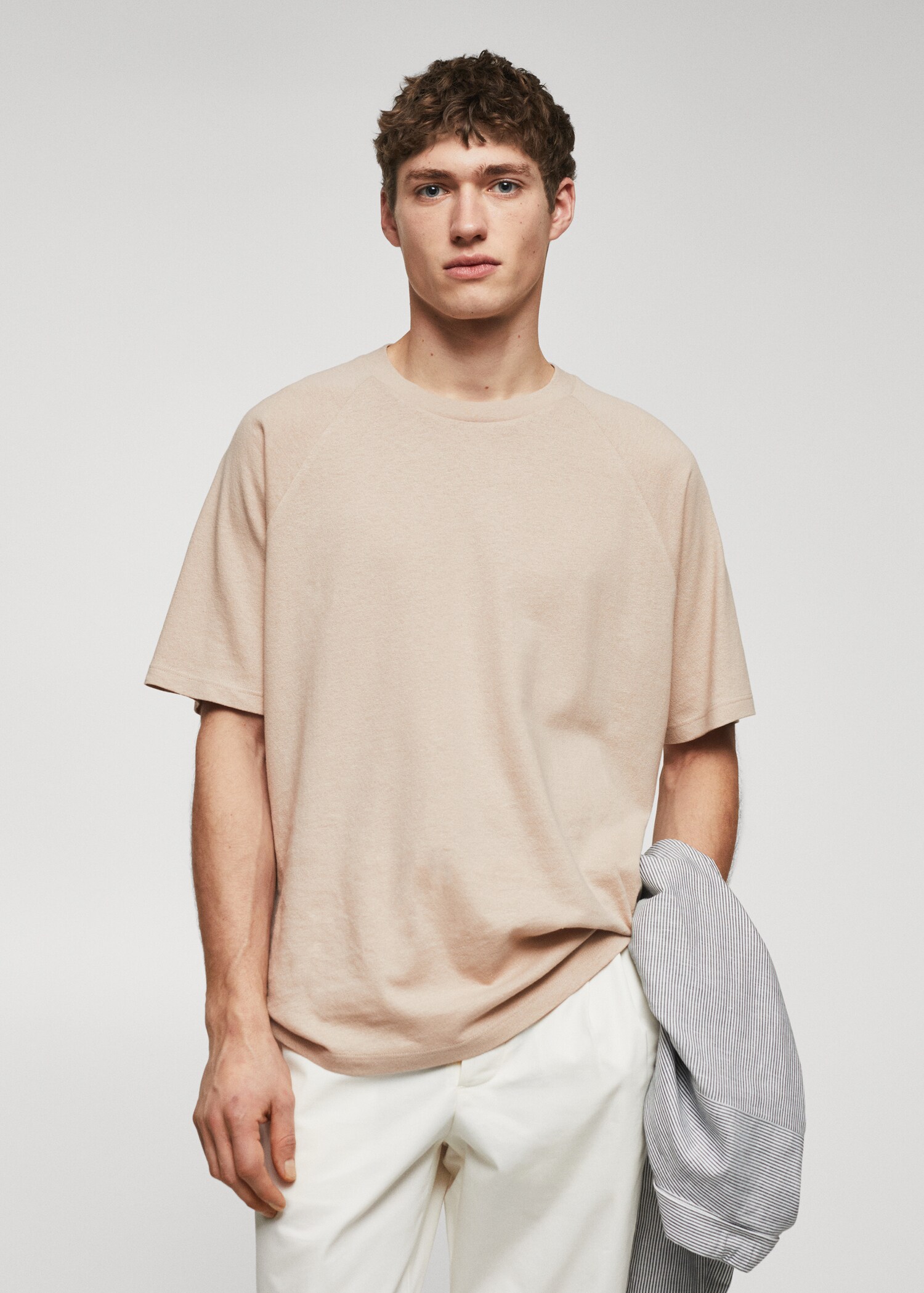 Textured cotton T-shirt - Medium plane