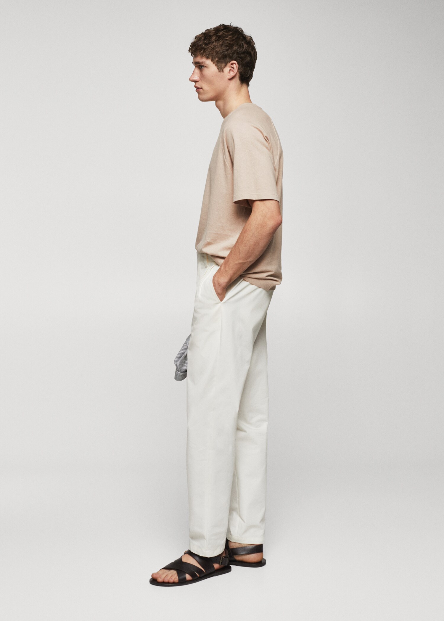 Textured cotton T-shirt - Details of the article 2