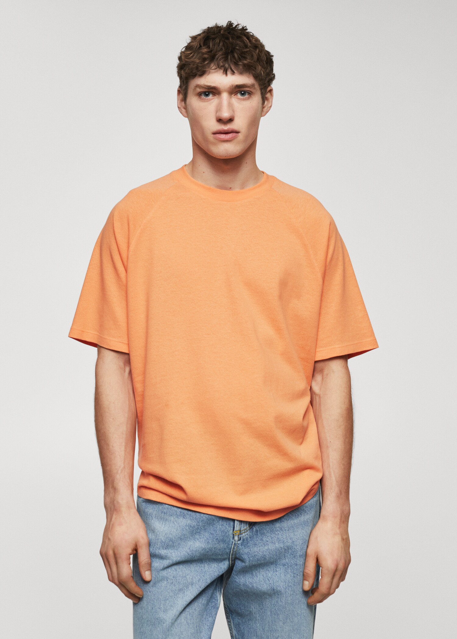 Textured cotton T-shirt - Medium plane