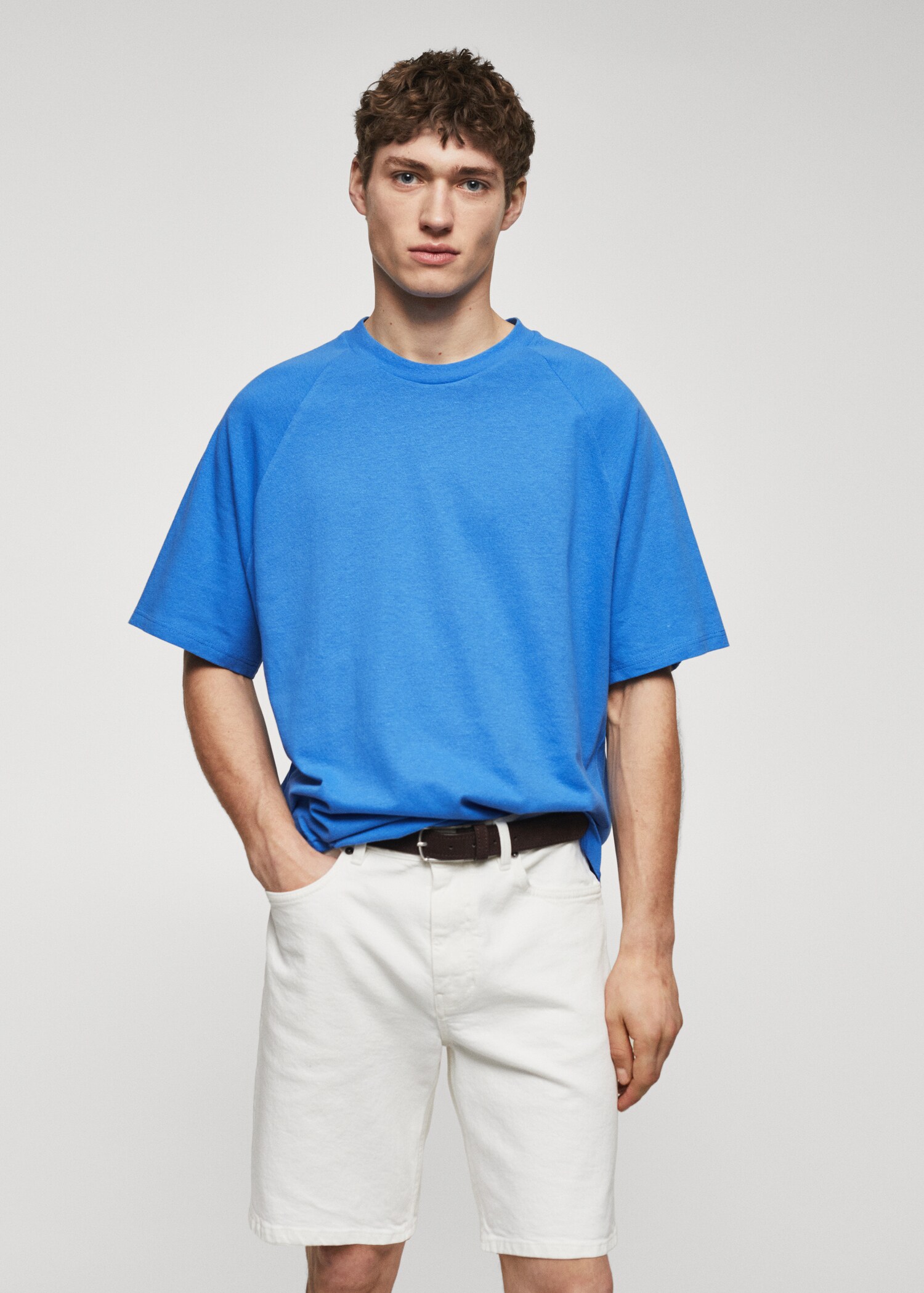Textured cotton T-shirt - Medium plane