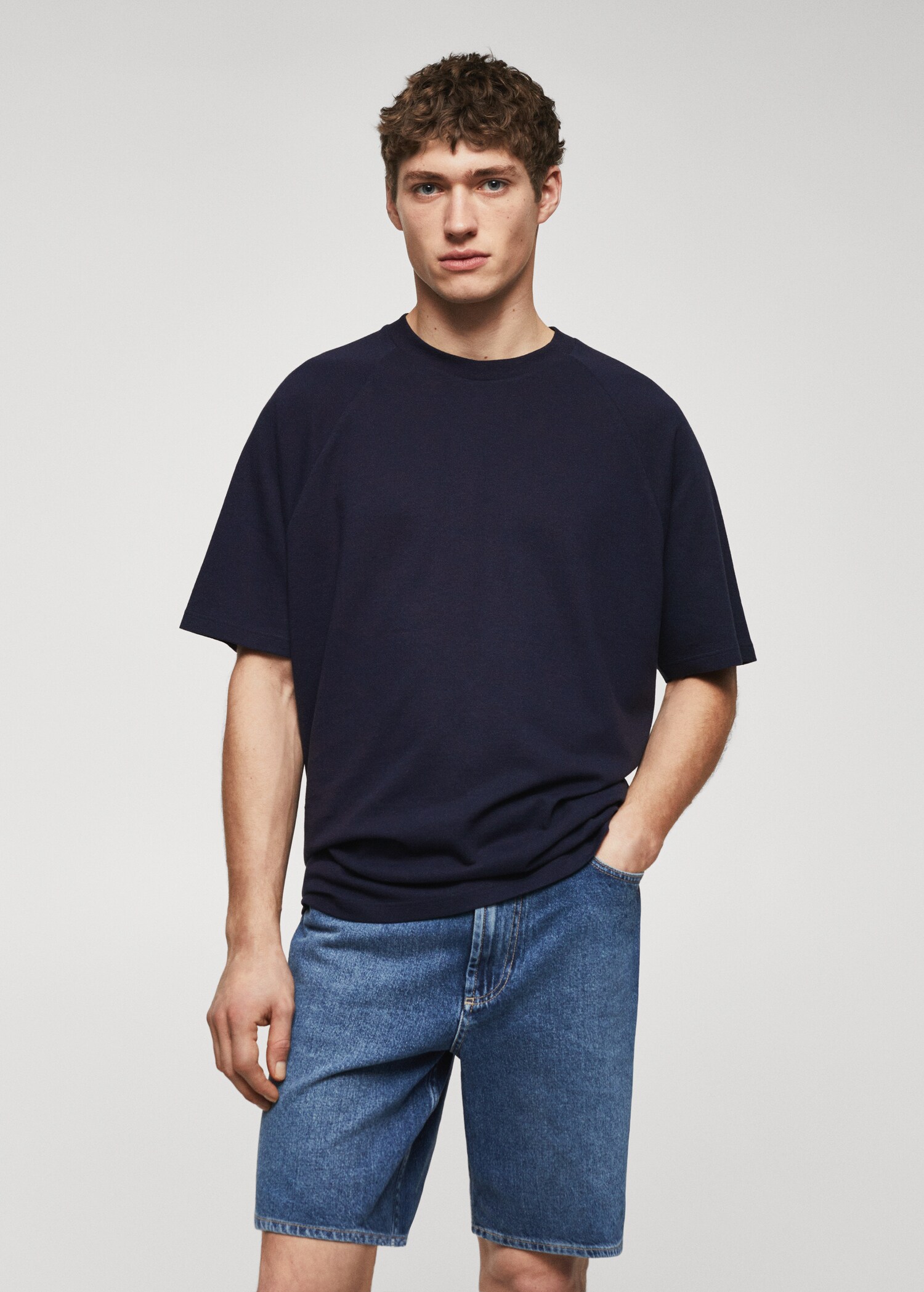 Textured cotton T-shirt - Medium plane