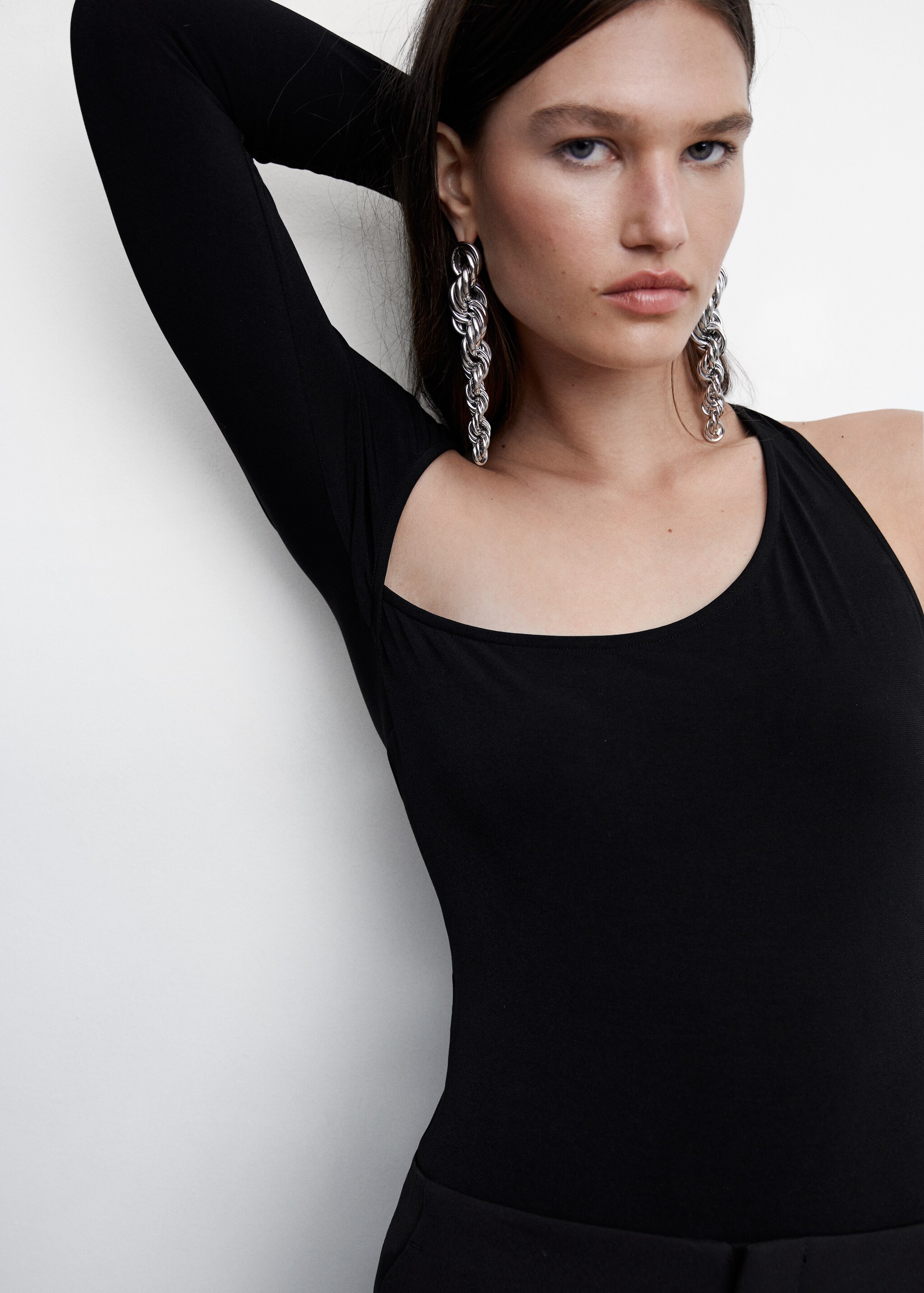 Bodysuit with asymmetrical neckline  - Details of the article 1