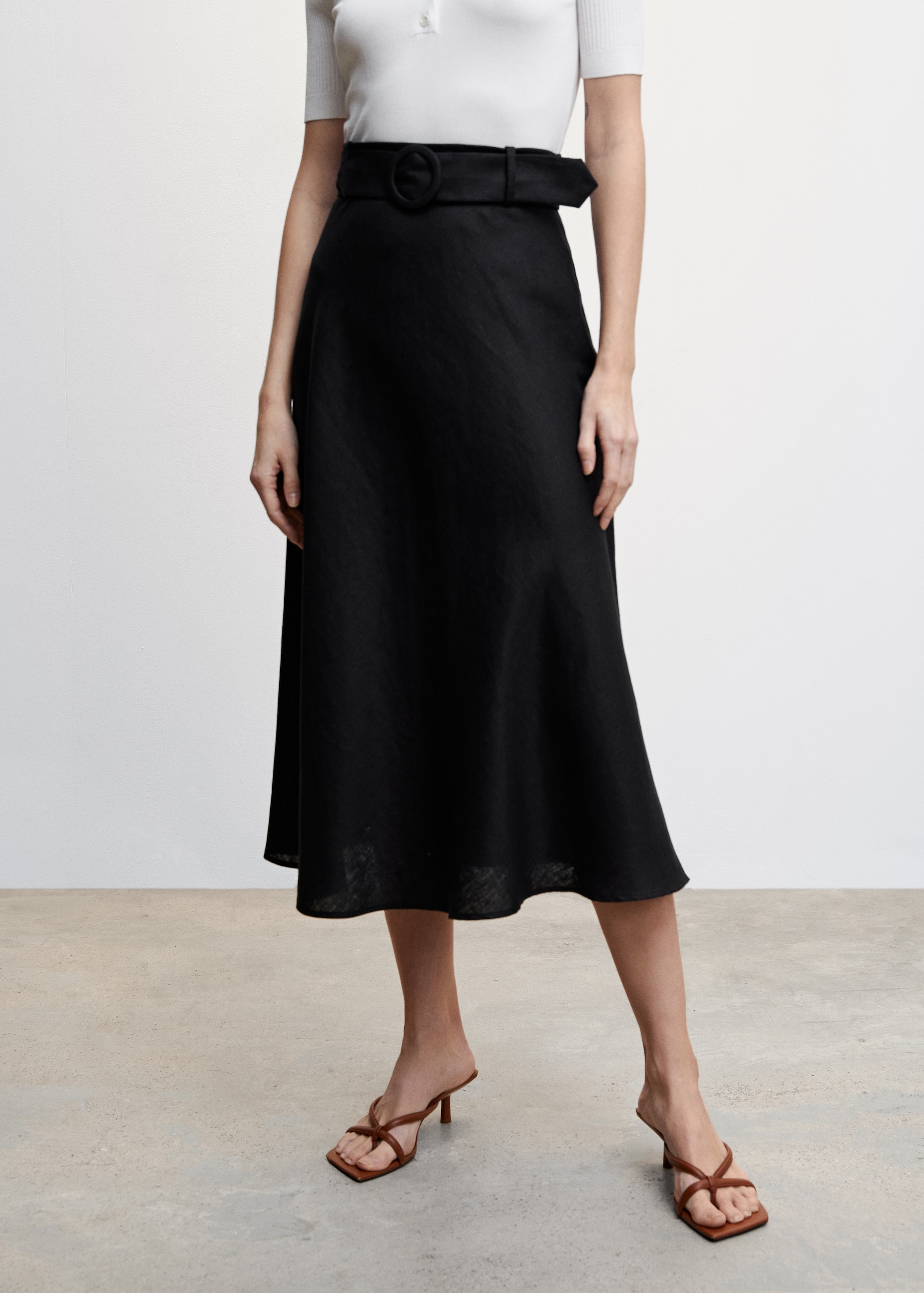 Linen skirt with belt - Medium plane