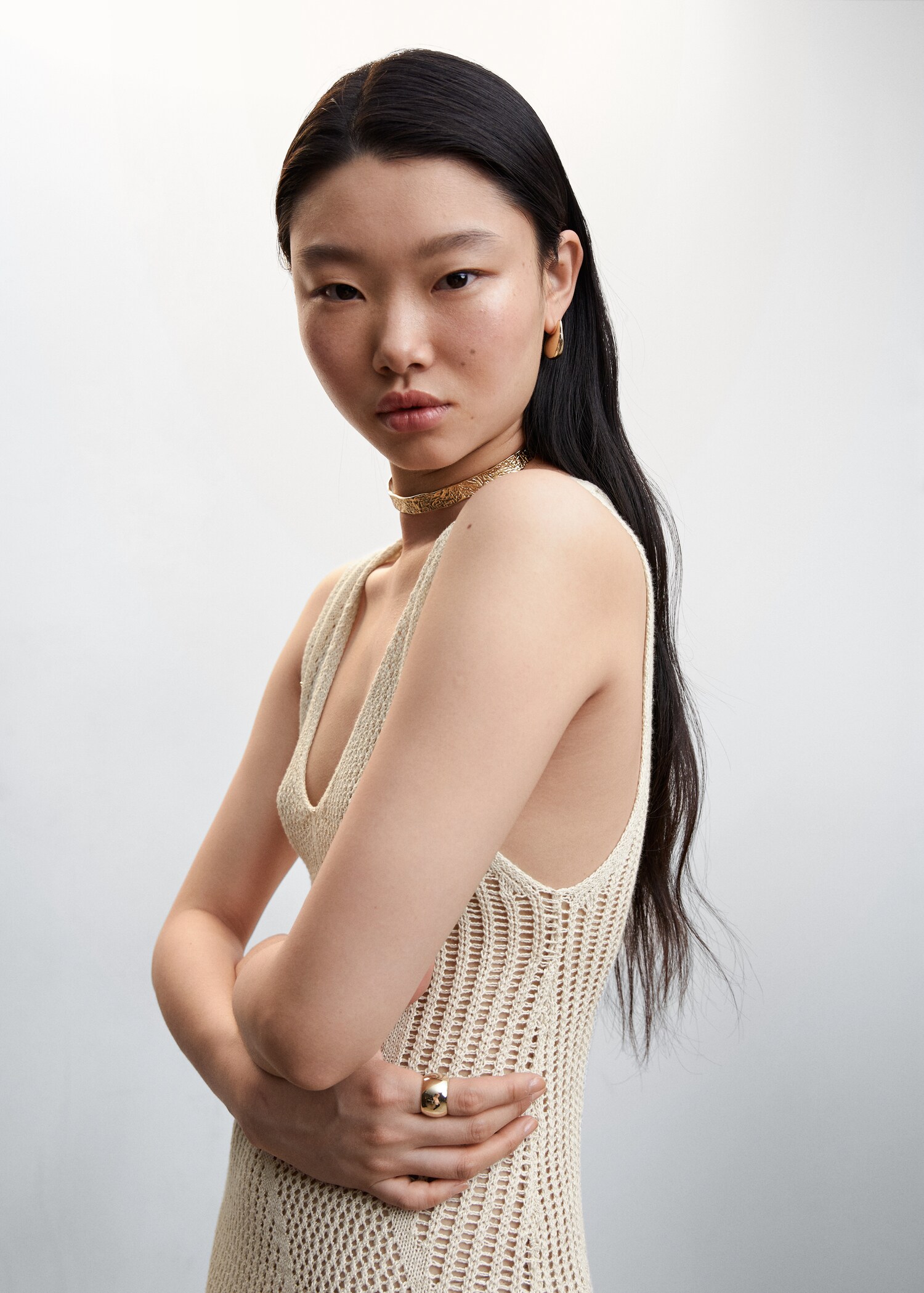 Openwork knit dress with slits - Details of the article 1