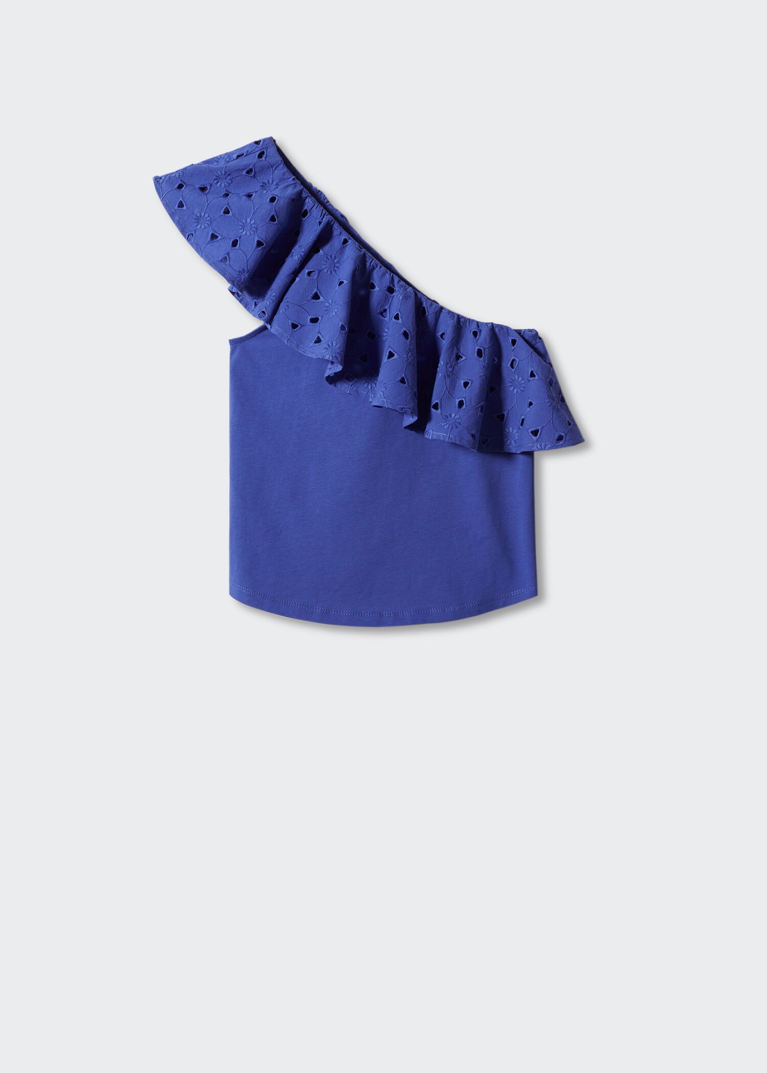 Embroidered asymmetrical top with flounces - Article without model
