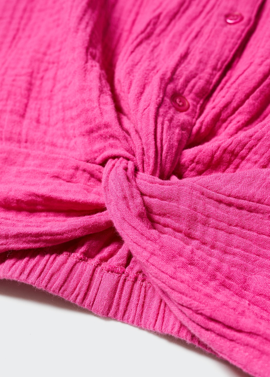 Textured shirt with knot detail - Women | MANGO OUTLET USA