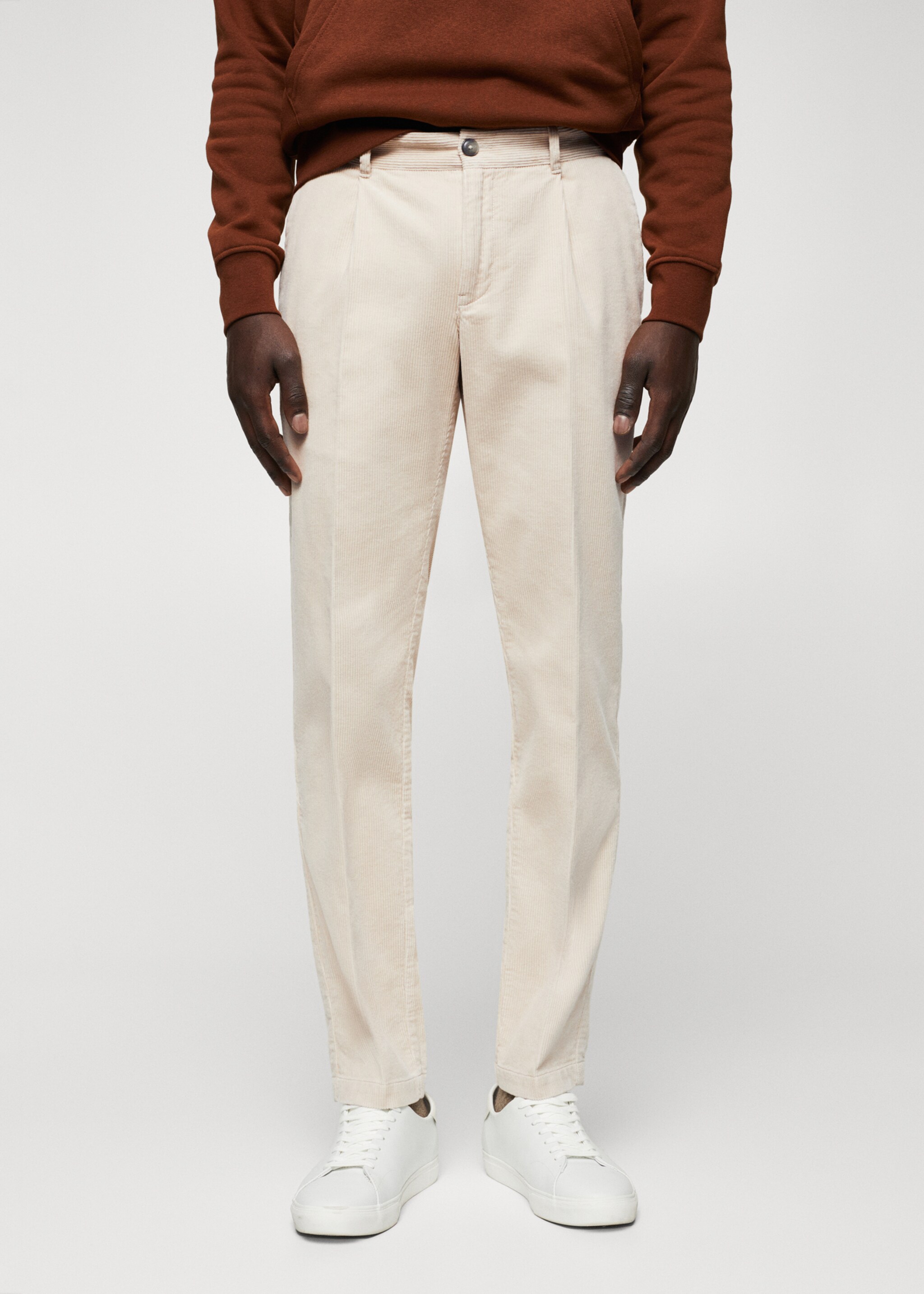 Pleated corduroy pants - Medium plane