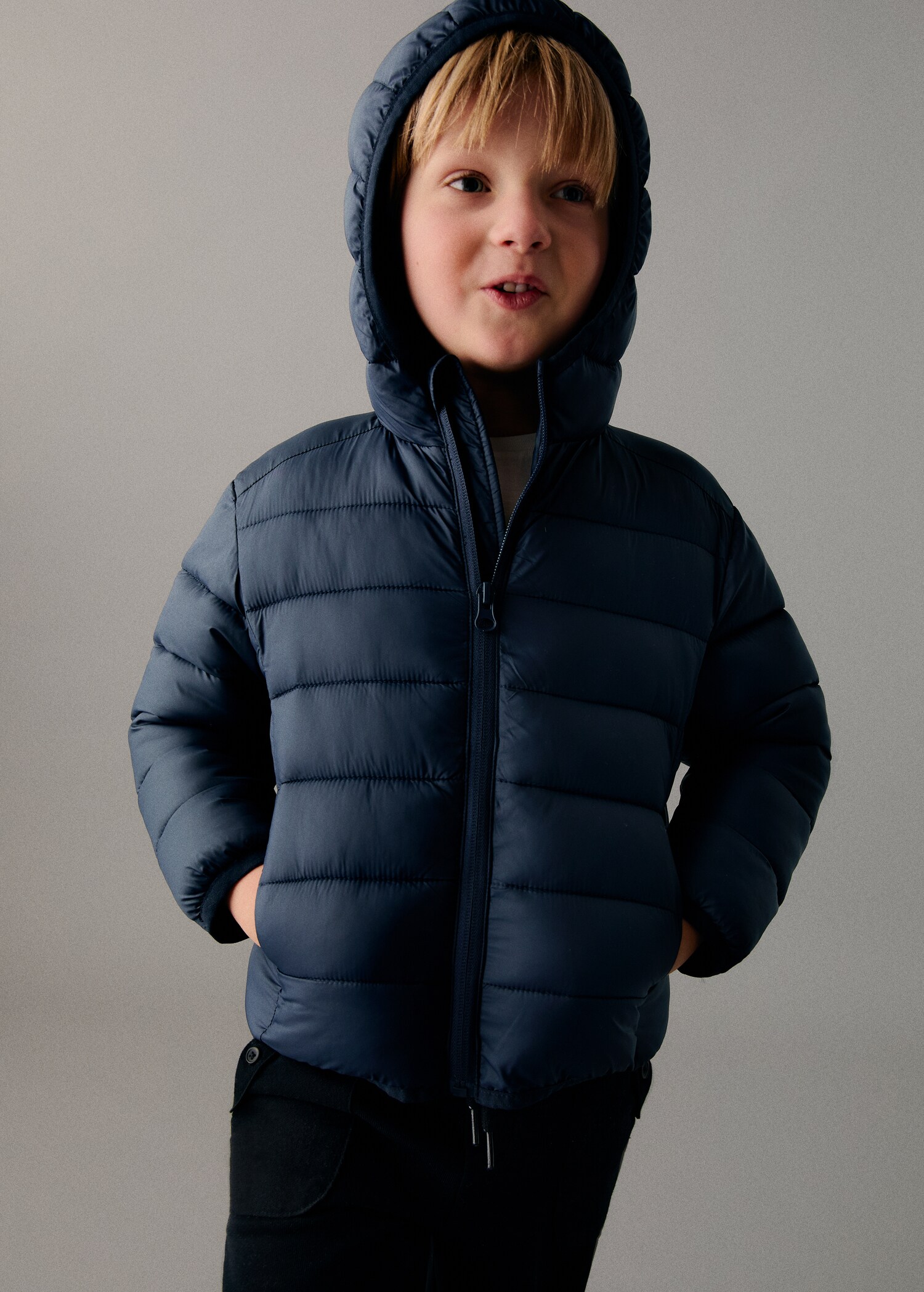 Side-zip quilted coat - Medium plane