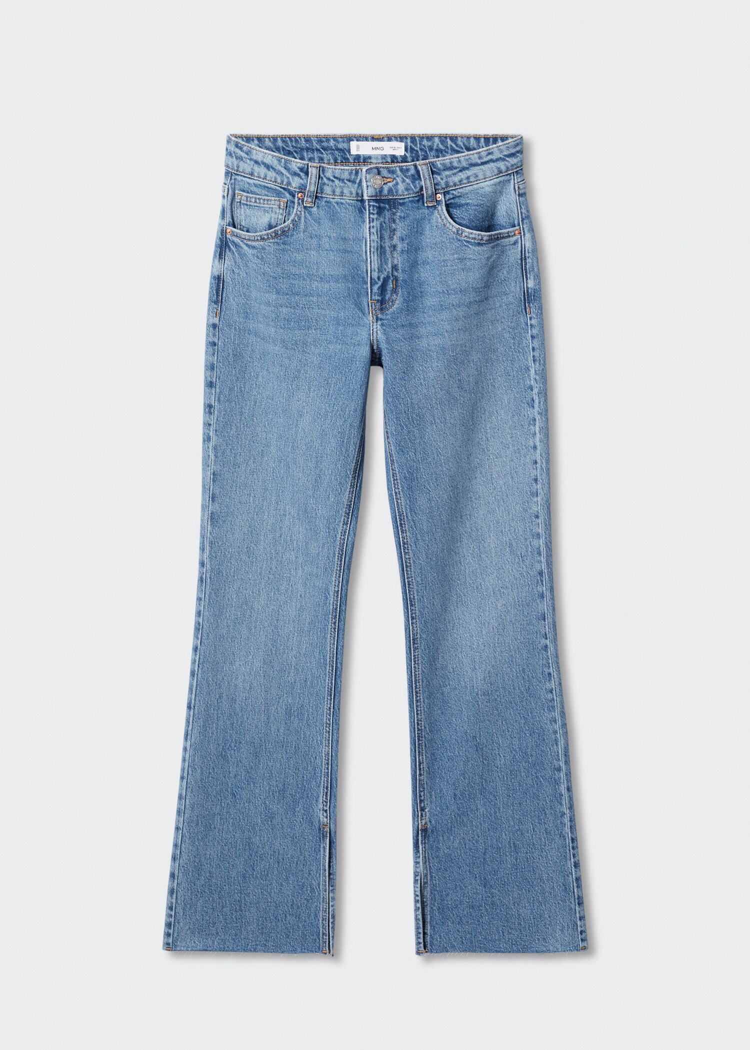 Medium-rise straight jeans with slits - Article without model