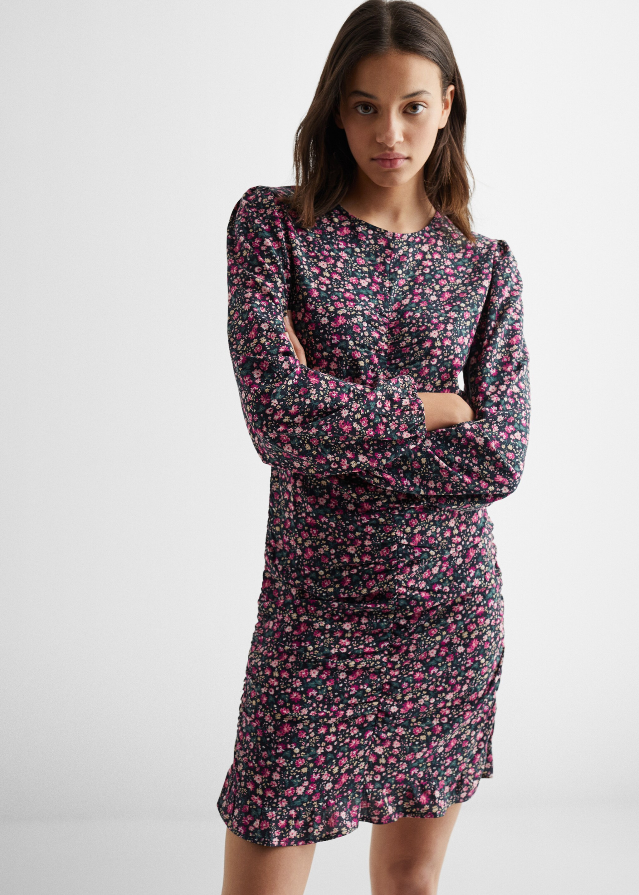 Floral print dress - Medium plane, Black. Ref: 47033774-00.