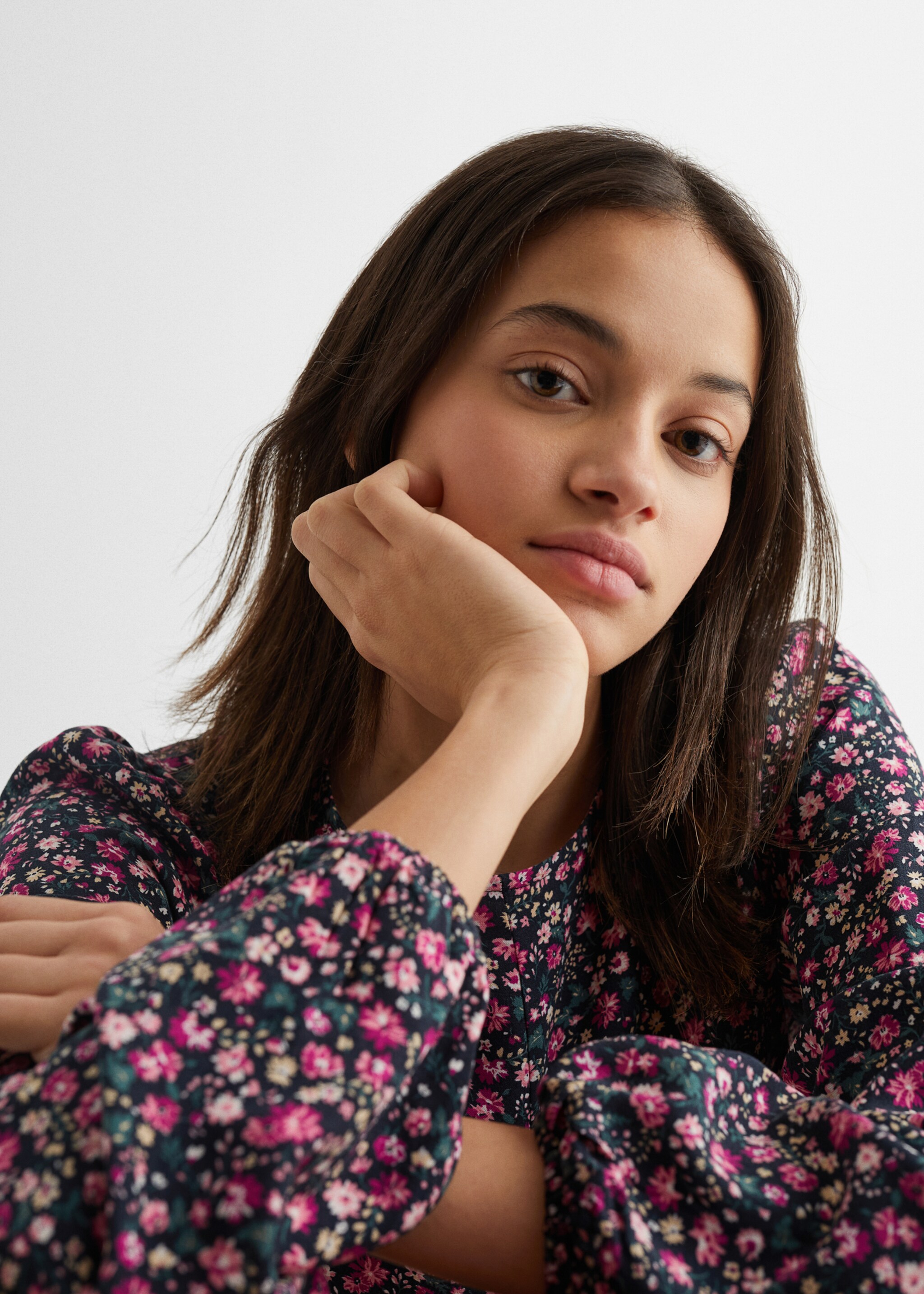 Floral print dress - Details of the article 1, Black. Ref: 47033774-00.