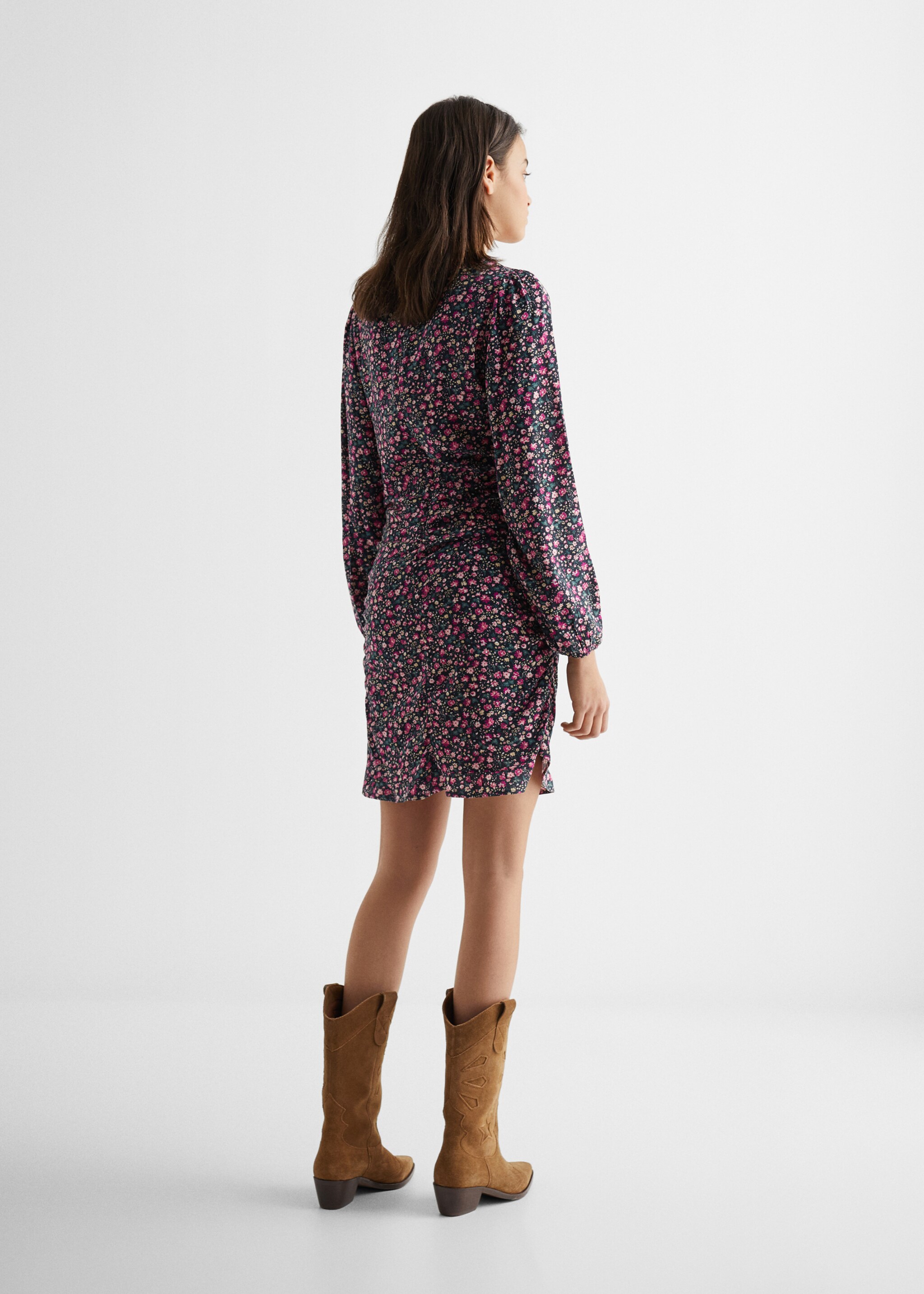 Floral print dress - Reverse of the article, Black. Ref: 47033774-00.