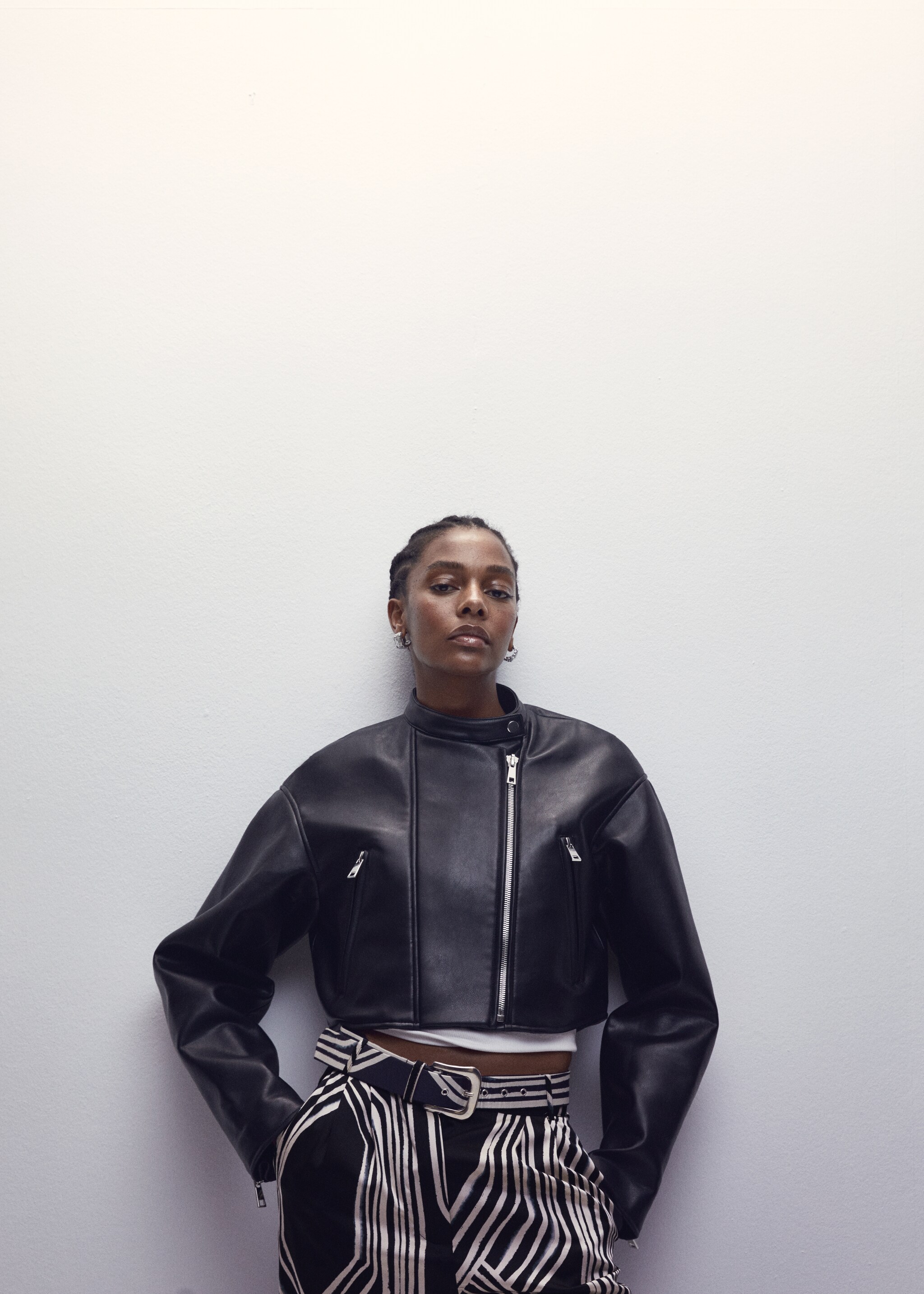 Faux-leather biker jacket - Details of the article 7