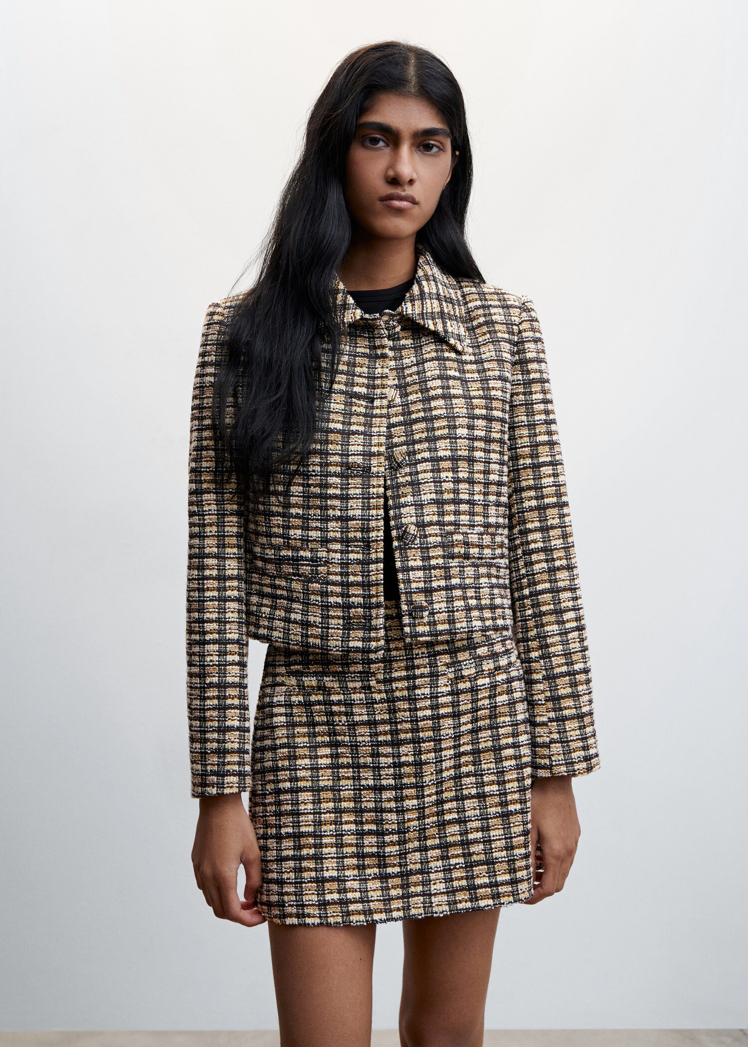 Chaqueta tweed cuadros - Plano medio
