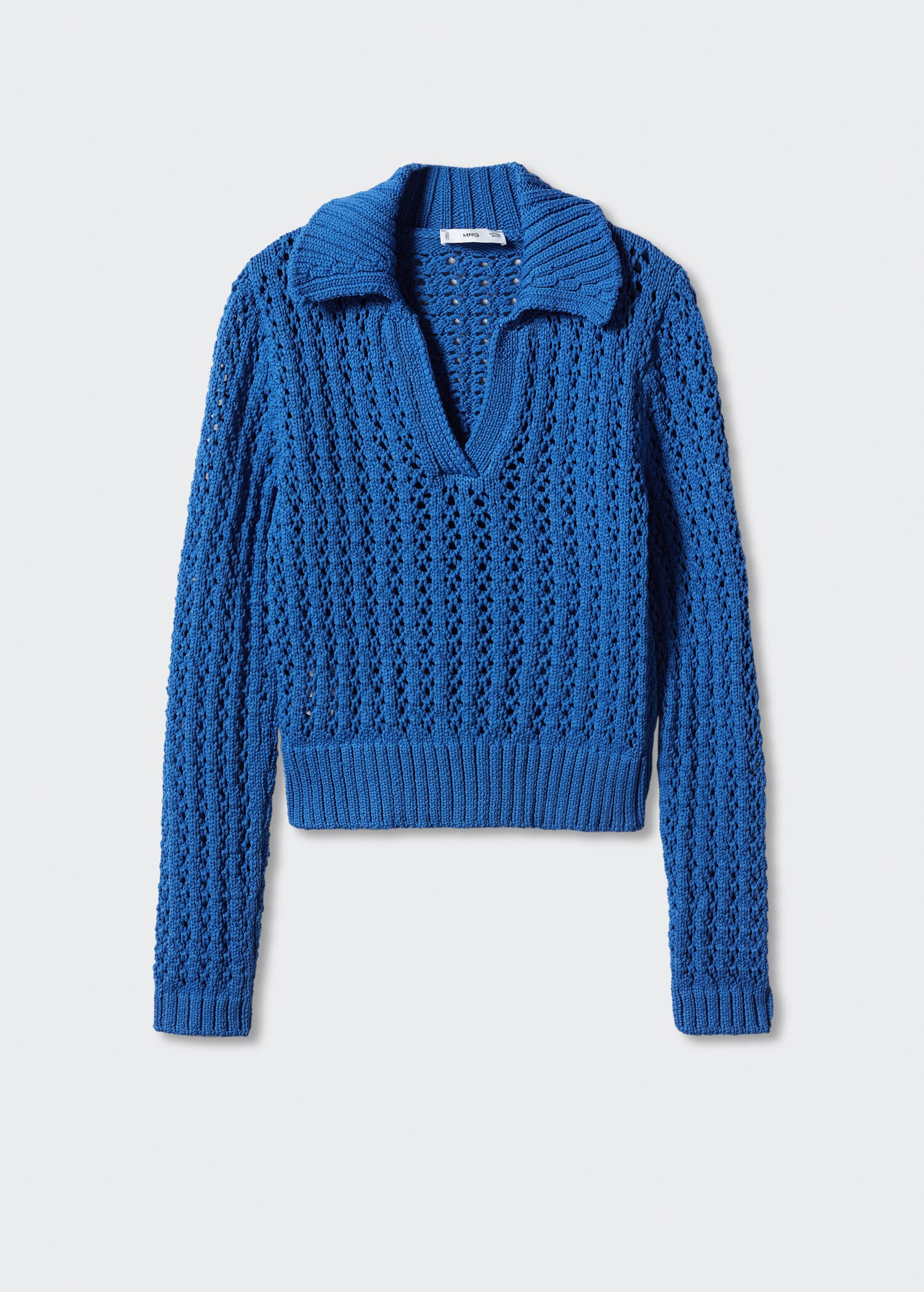 Openwork knitted polo-neck sweater - Article without model