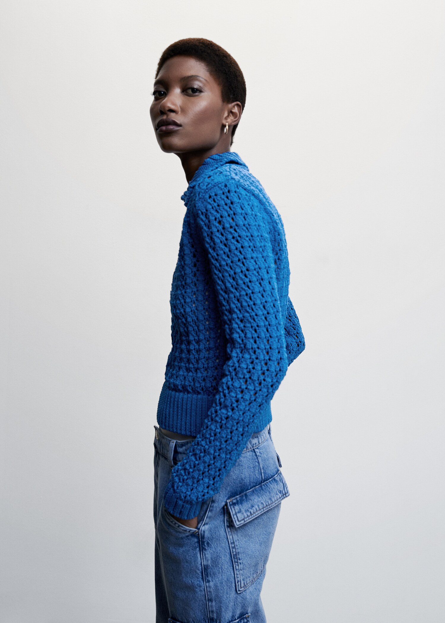 Openwork knitted polo-neck sweater - Details of the article 6