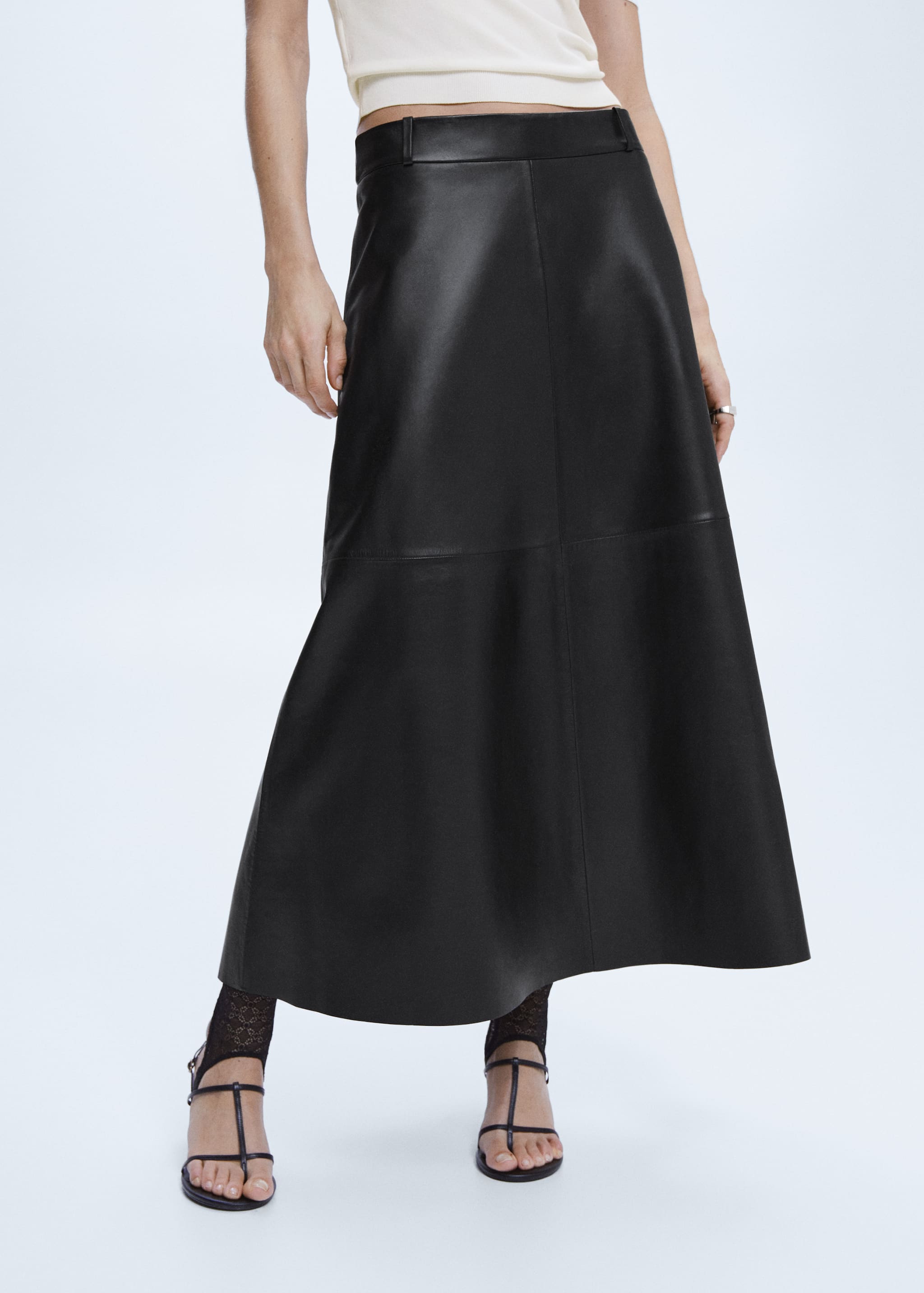 100% leather midi skirt - Medium plane