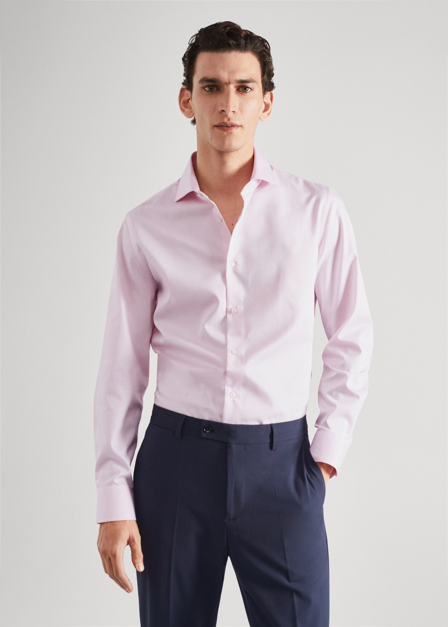 Slim fit structured suit shirt - Medium plane