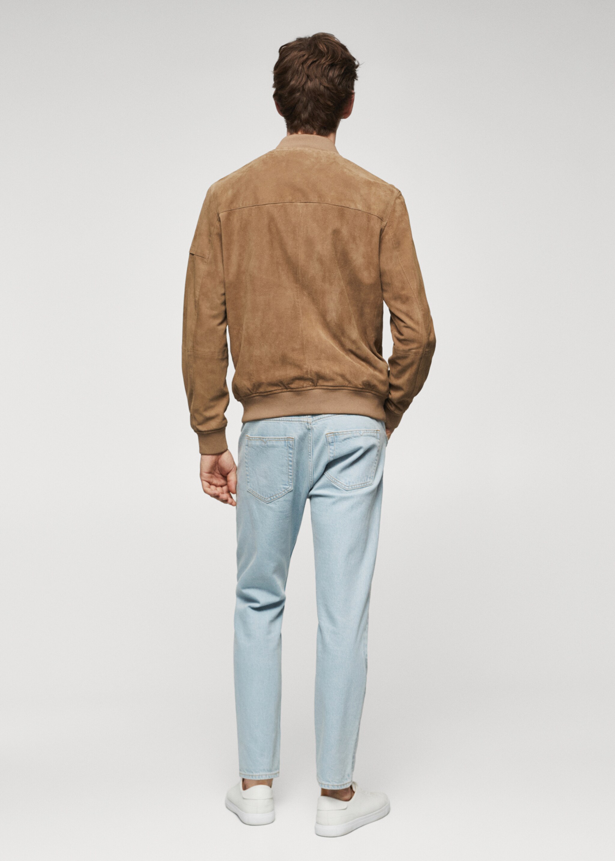 Leather bomber jacket - Reverse of the article, Beige. Ref: 47034380-00.