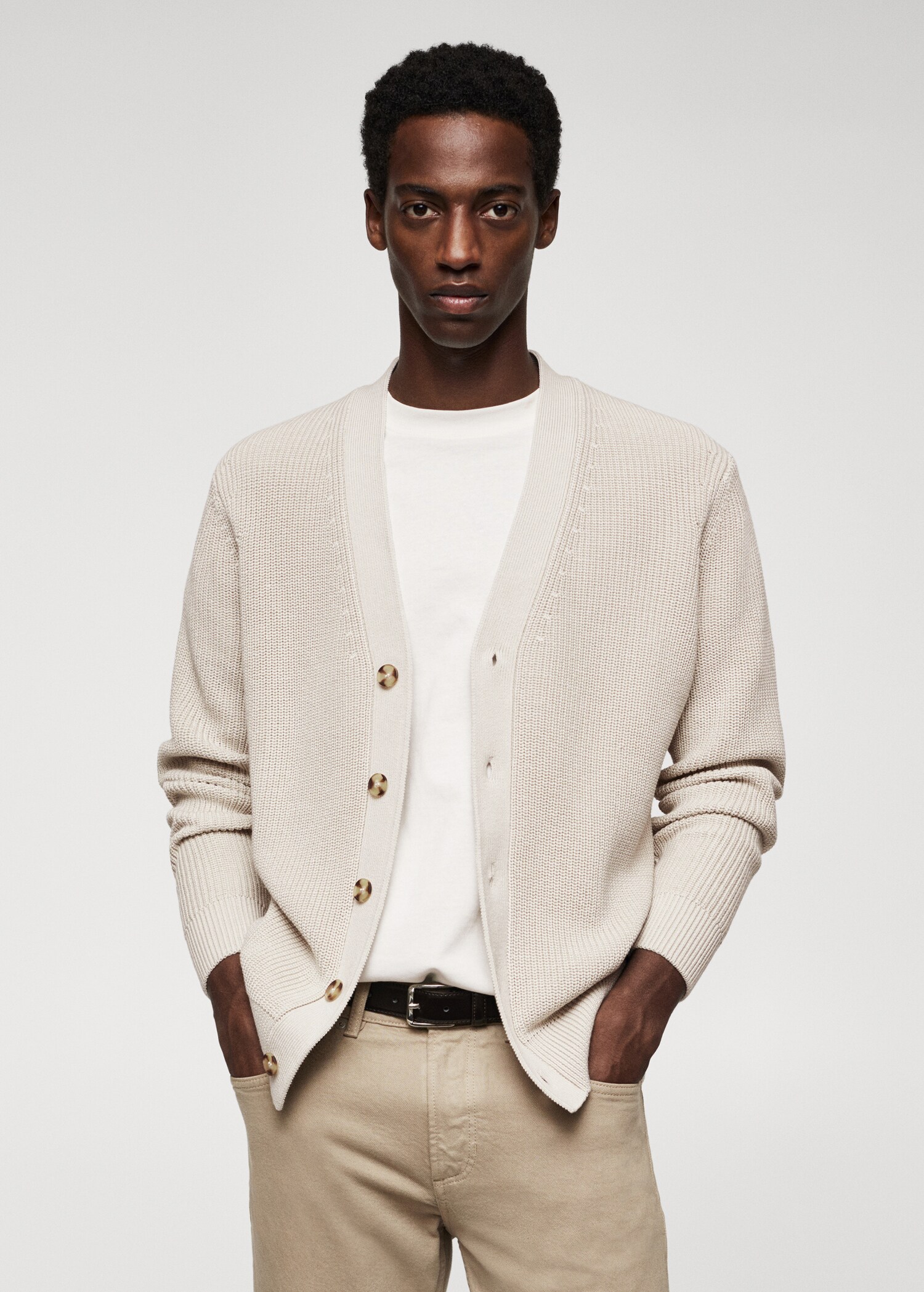 Structured cotton cardigan - Medium plane