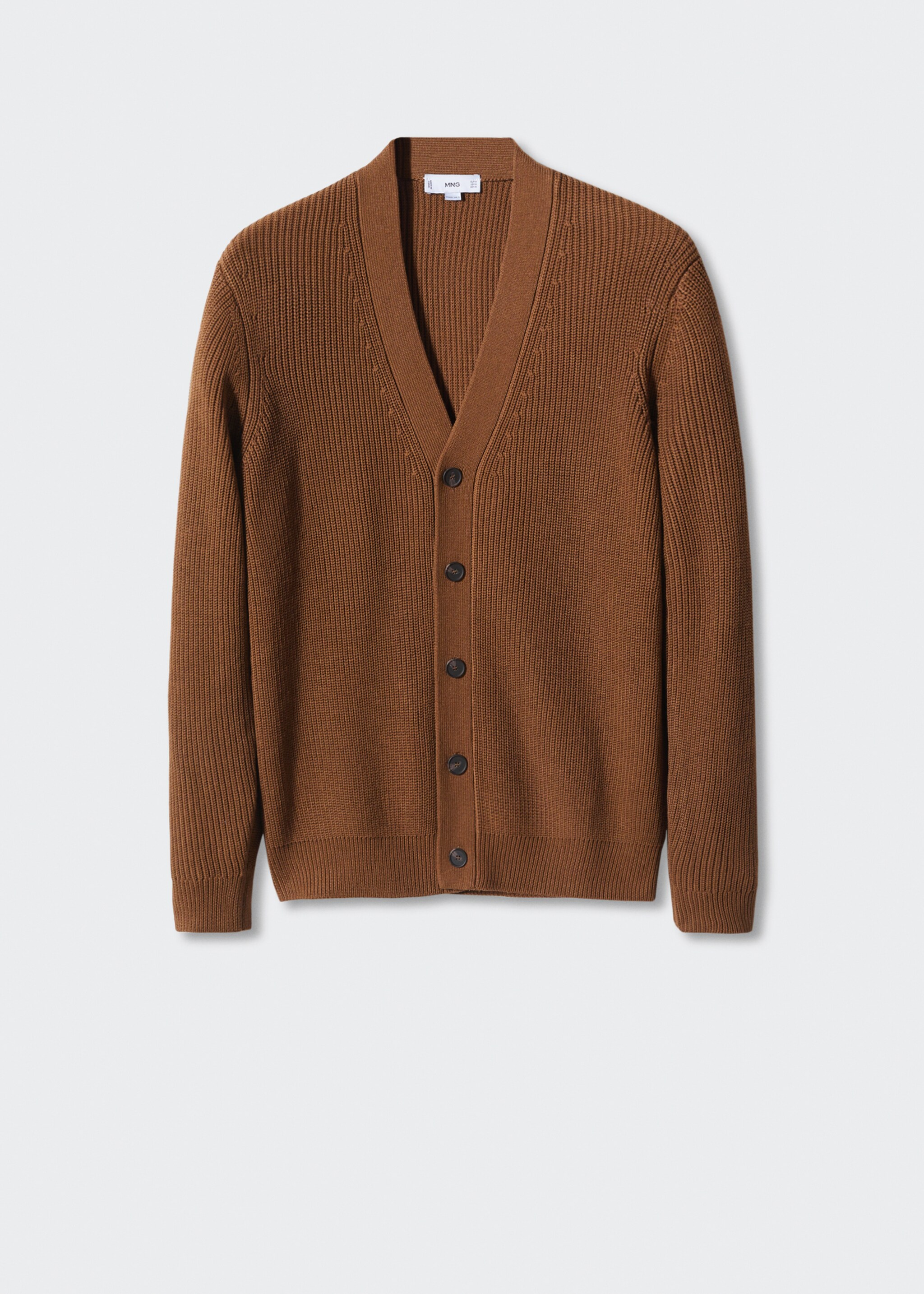 Structured cotton cardigan - Article without model, Brown. Ref: 47034400-00.