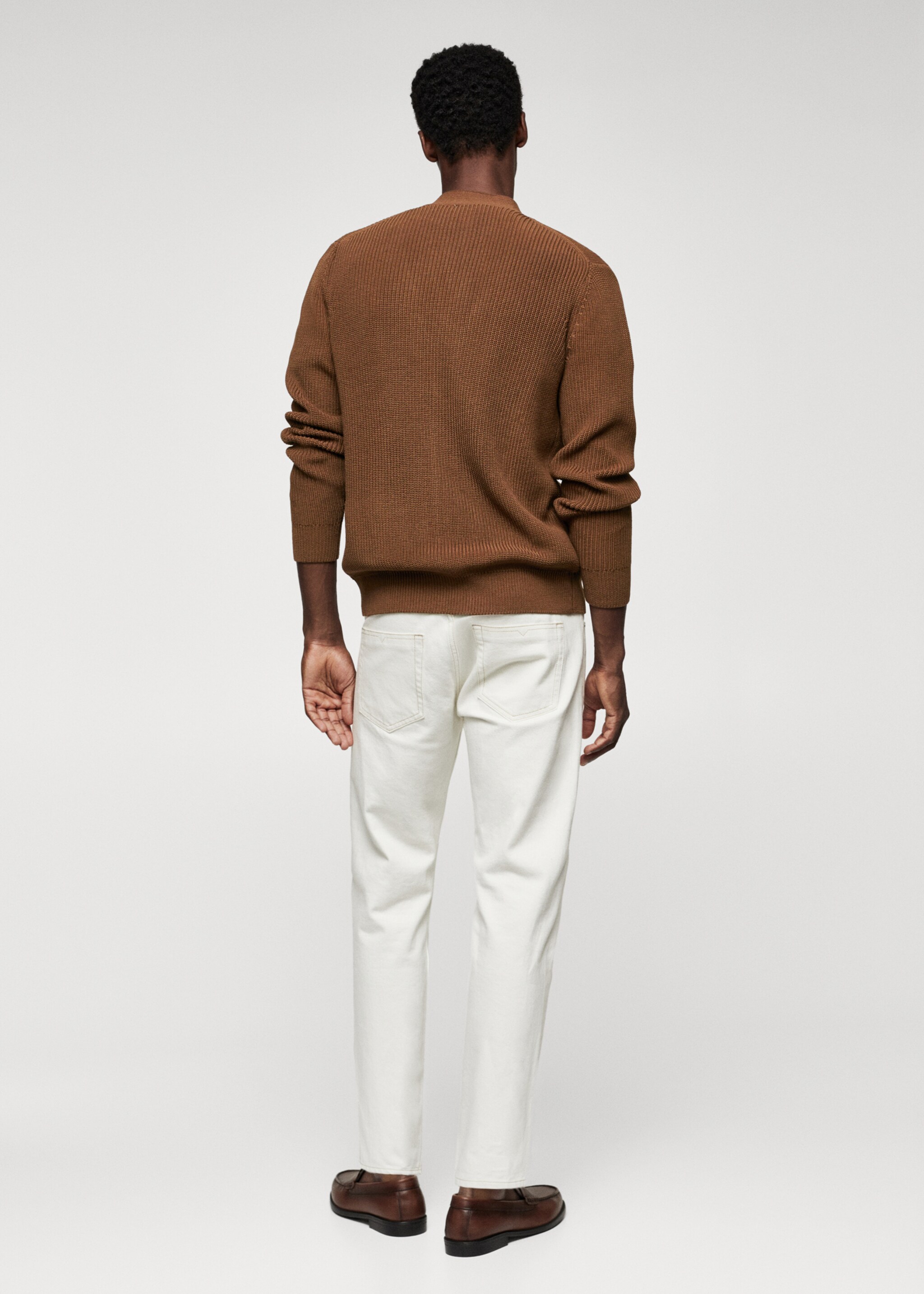 Structured cotton cardigan - Reverse of the article, Brown. Ref: 47034400-00.