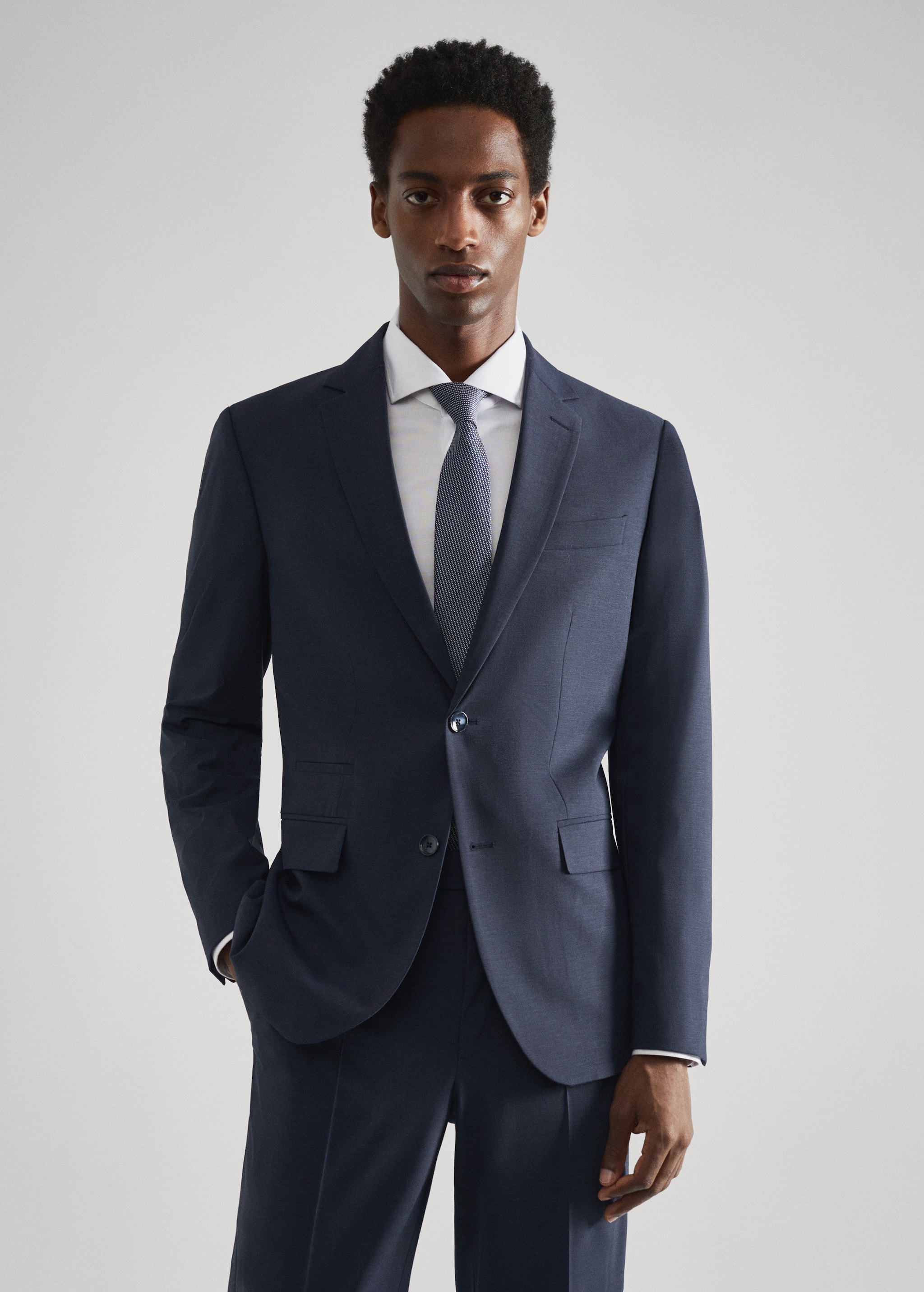 Slim-fit wool suit blazer - Medium plane