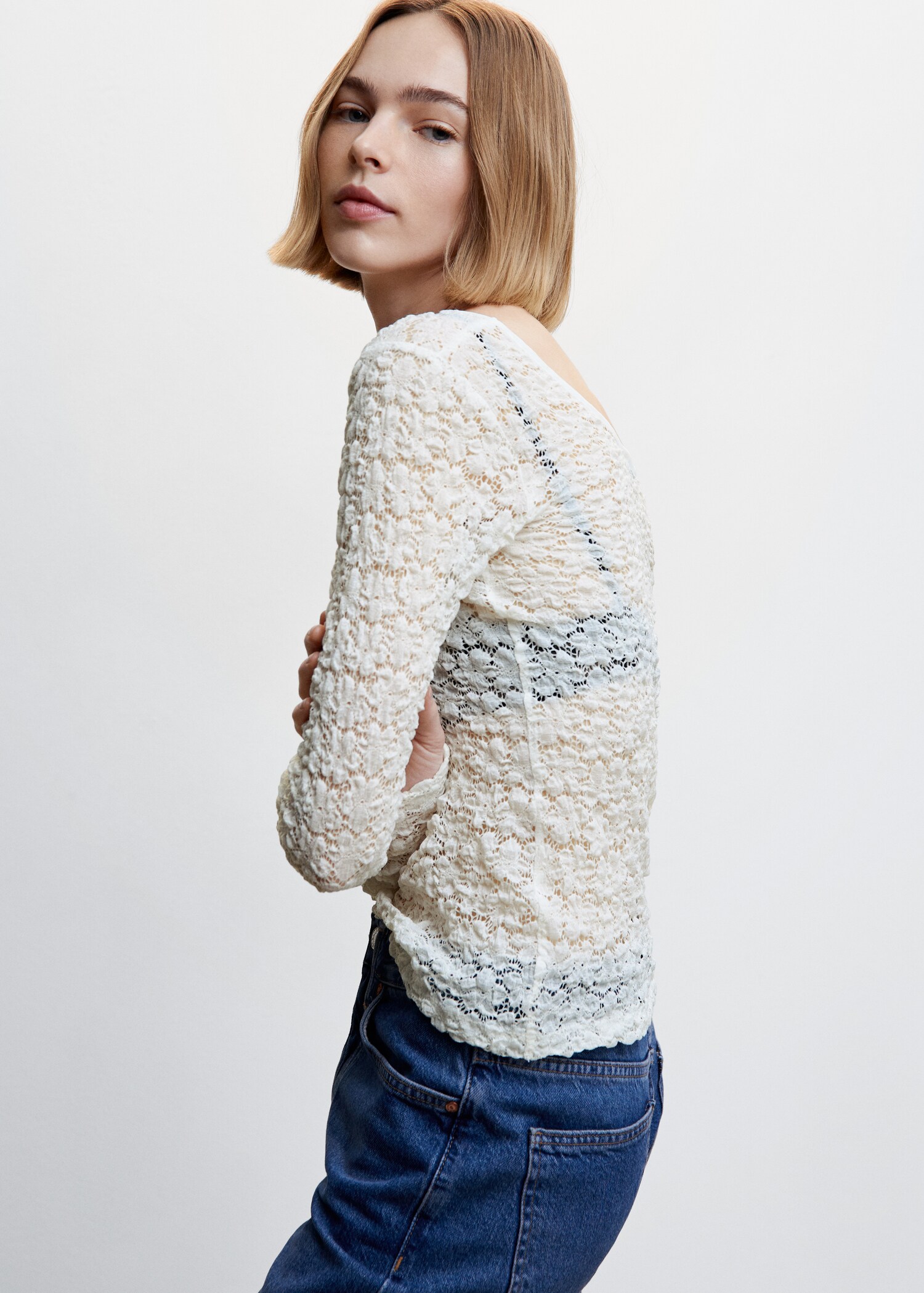 Texturiertes Langarm-T-Shirt - Detail des Artikels 6
