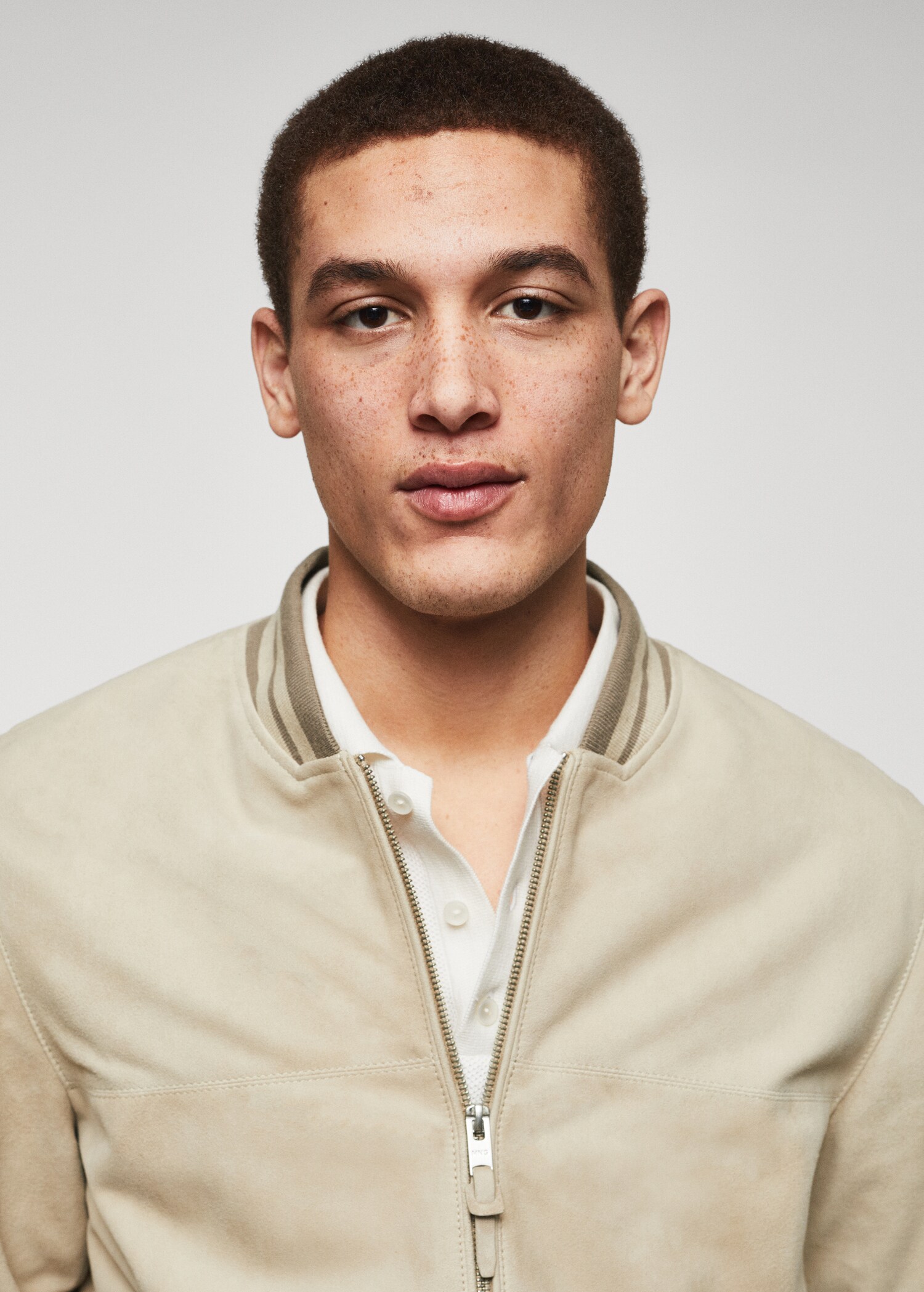 Suede leather bomber jacket - Details of the article 1